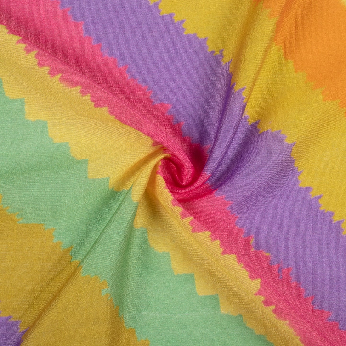 Bumblebee Yellow And Dark Purple Leheriya Pattern Digital Print Viscose Chanderi Fabric
