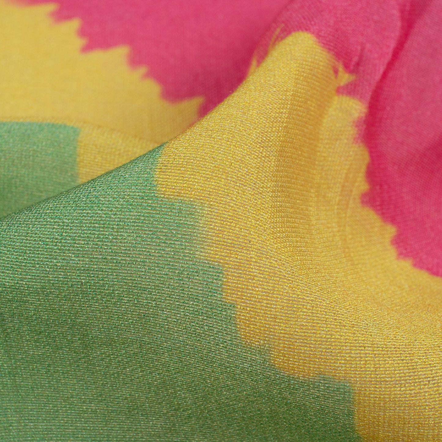 Bumblebee Yellow And Dark Purple Leheriya Pattern Digital Print Viscose Chanderi Fabric