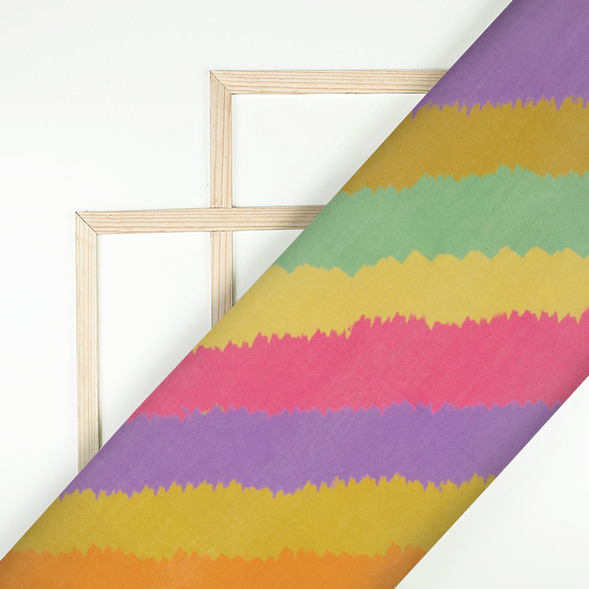 Bumblebee Yellow And Dark Purple Leheriya Pattern Digital Print Viscose Chanderi Fabric