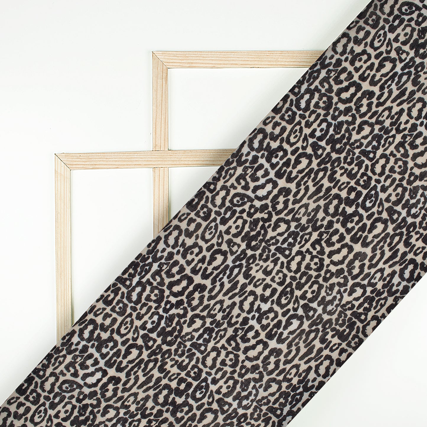 Black And Beige Animal Pattern Digital Print Viscose Chanderi Fabric