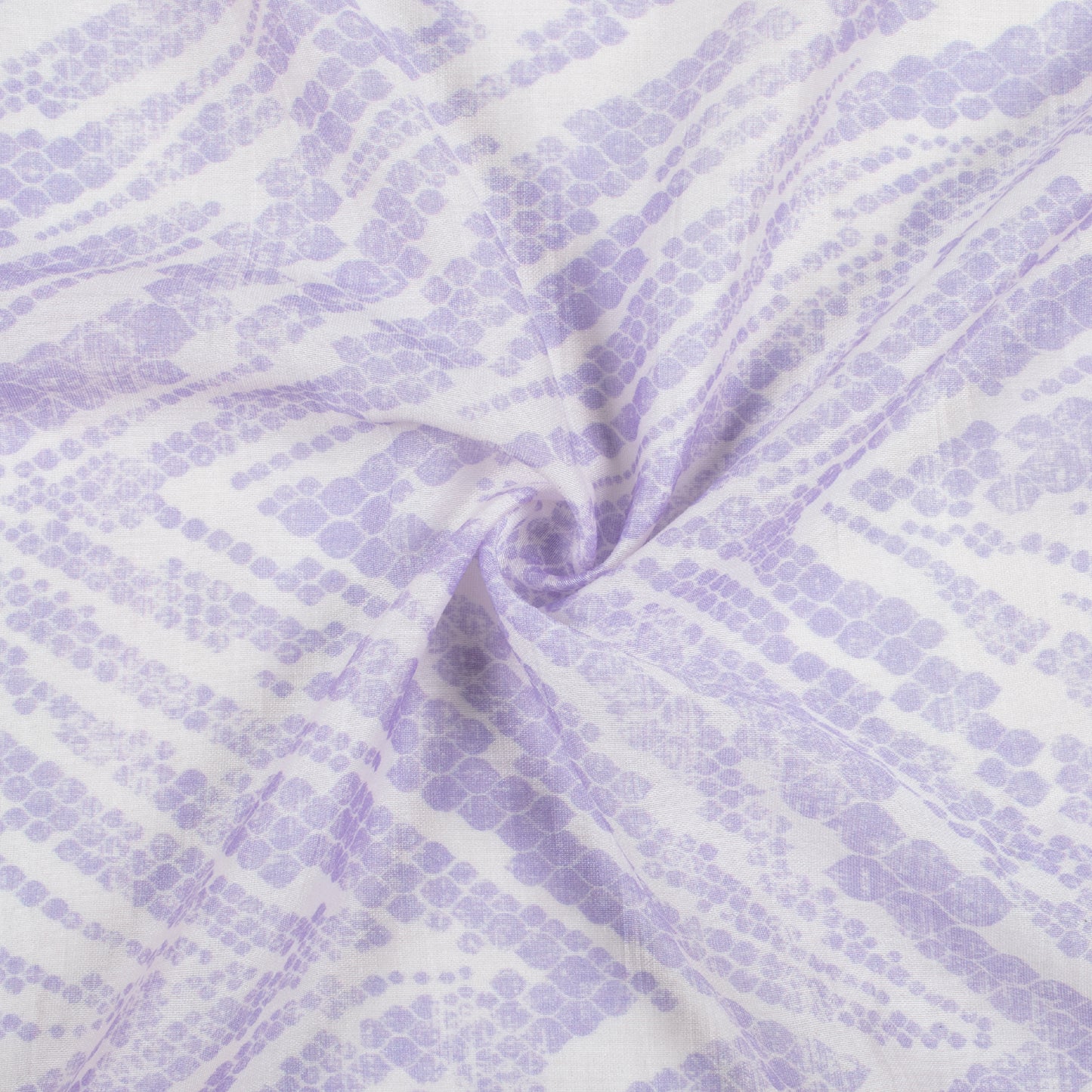 Periwinkle Purple And White Shiiborii Pattern Digital Print Viscose Chanderi Fabric
