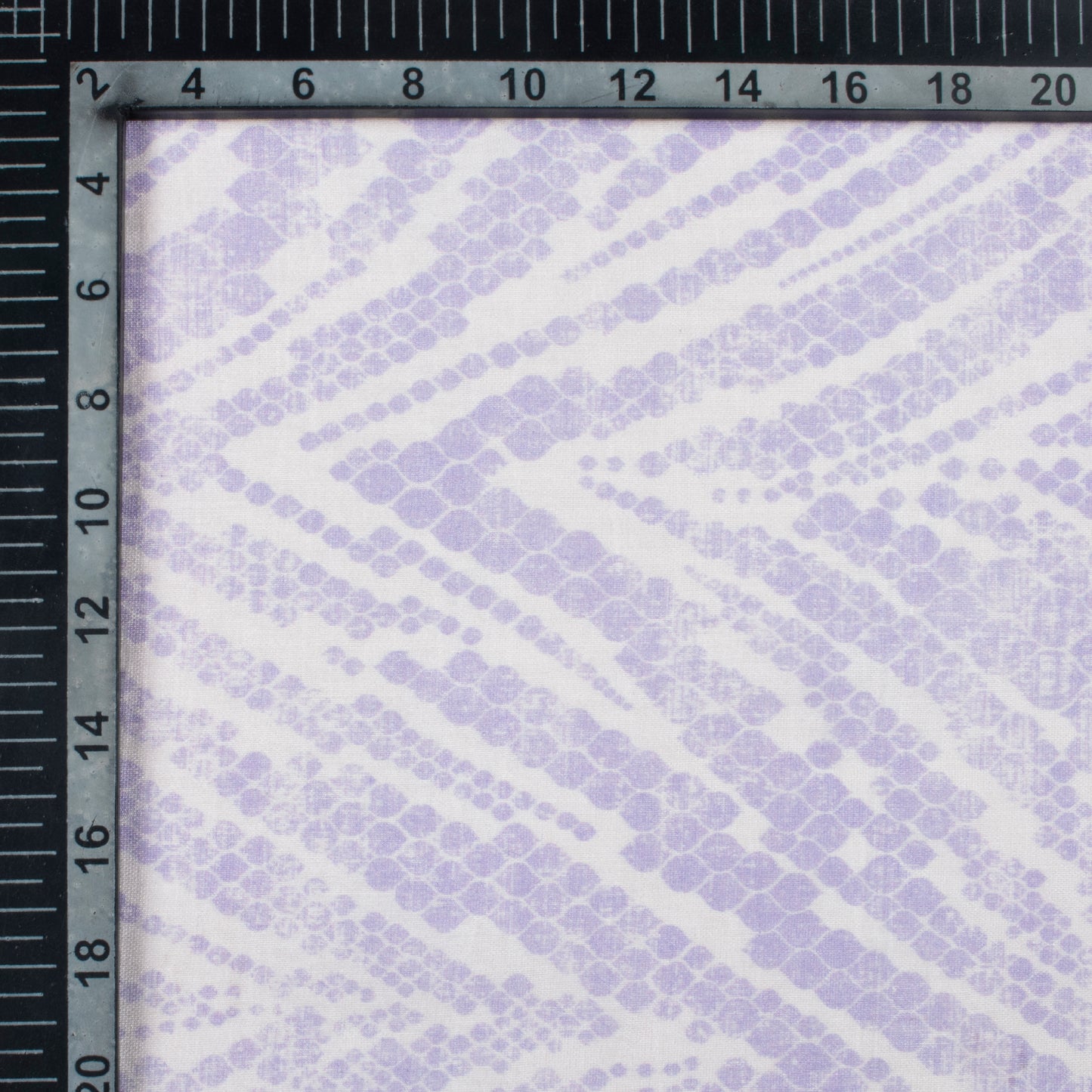Periwinkle Purple And White Shiiborii Pattern Digital Print Viscose Chanderi Fabric