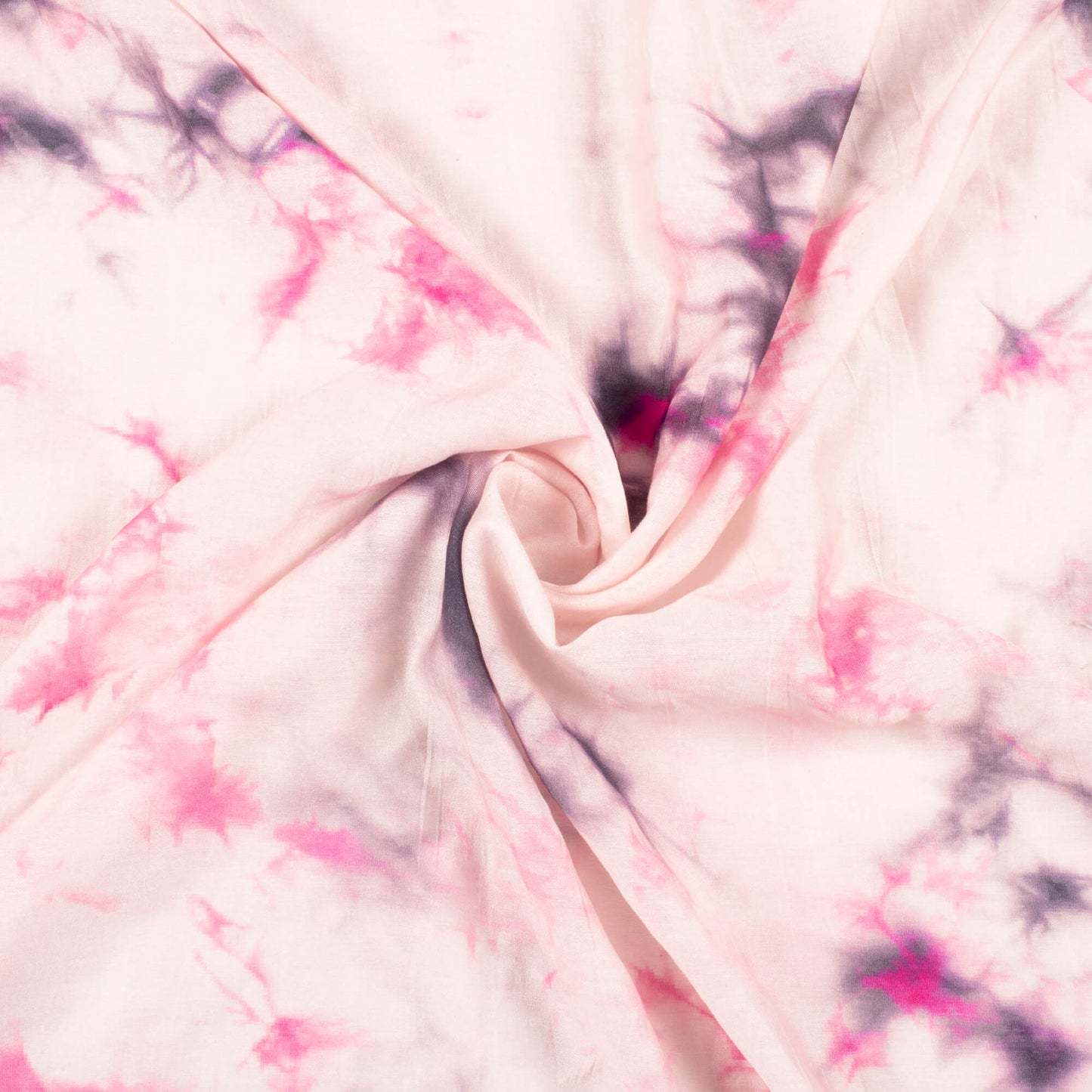 Hot Pink And Off White Tye And Dye Pattern Digital Print Viscose Chanderi Fabric