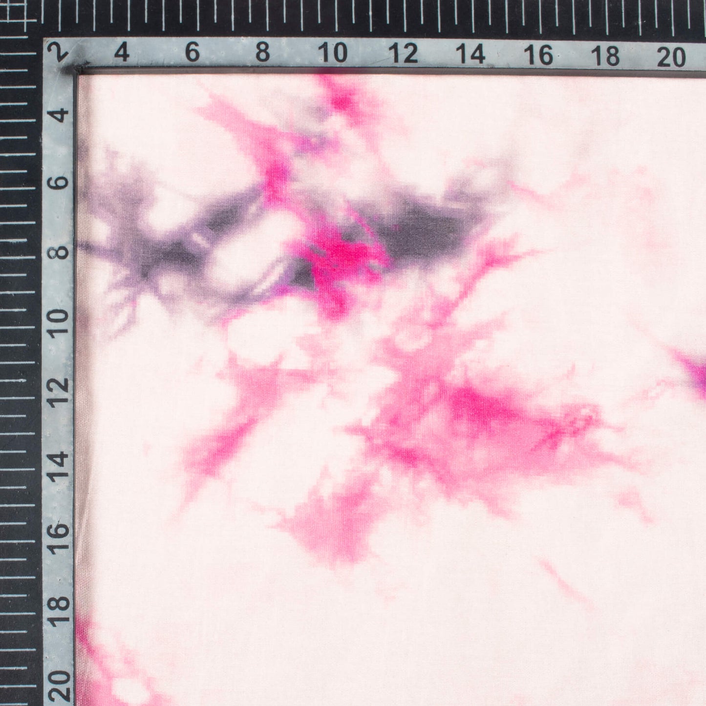 Hot Pink And Off White Tye And Dye Pattern Digital Print Viscose Chanderi Fabric