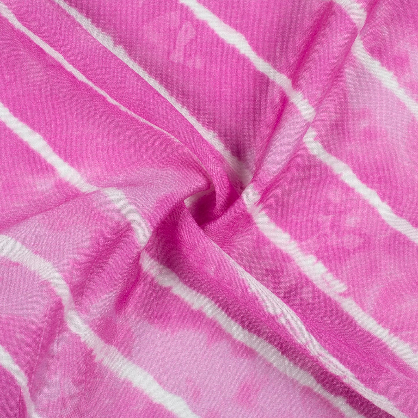 Fuchsia Pink And White Leheriya Pattern Digital Print Viscose Chanderi Fabric