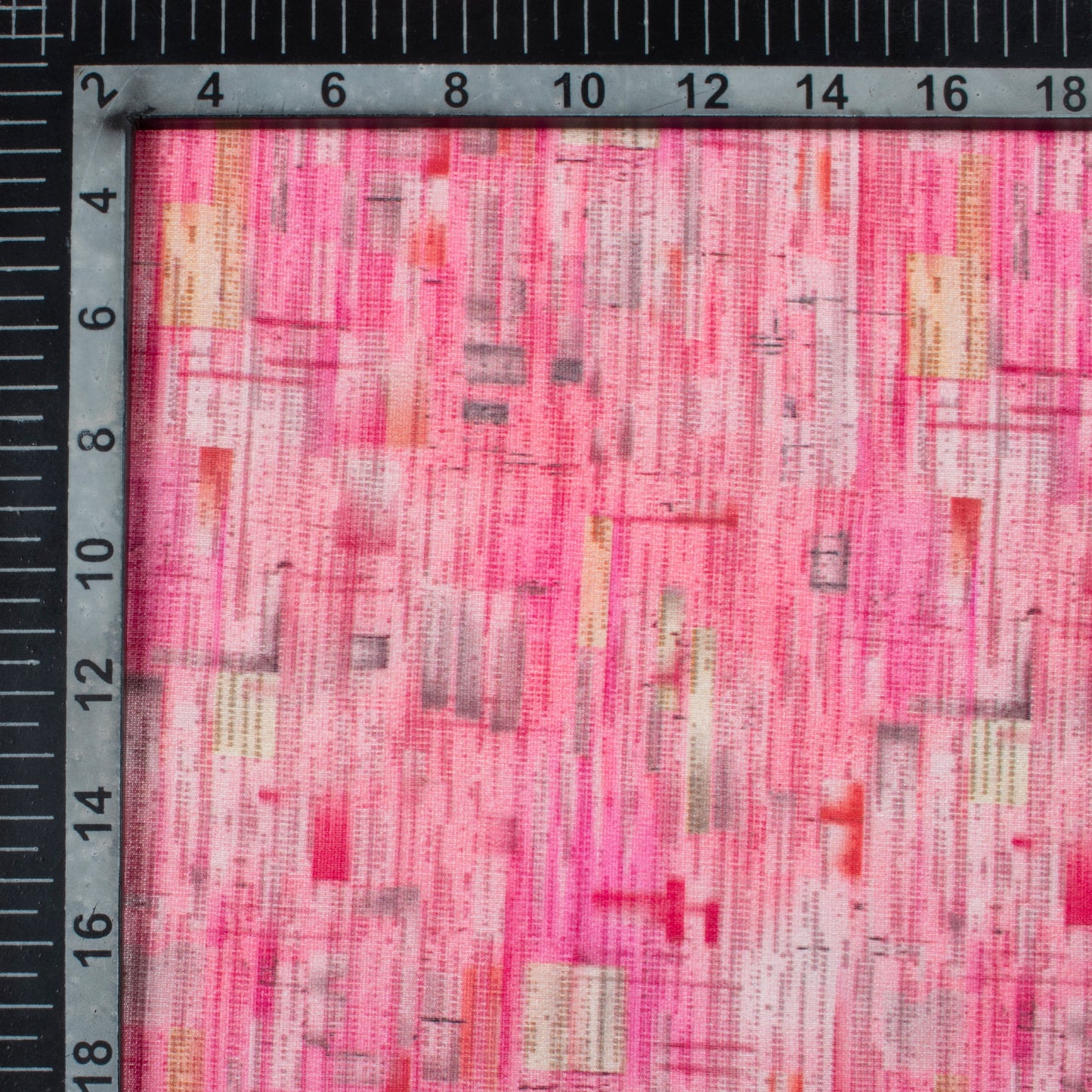 Taffy Pink And Grey Abstract Pattern Digital Print Viscose Chanderi Fabric
