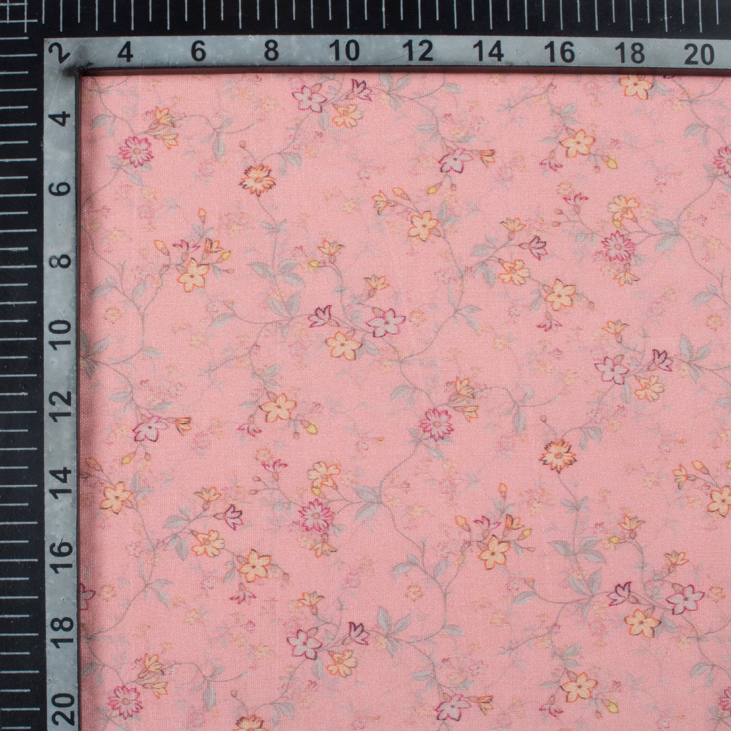 Dusty Pink And Cream Floral Pattern Digital Print Viscose Chanderi Fabric