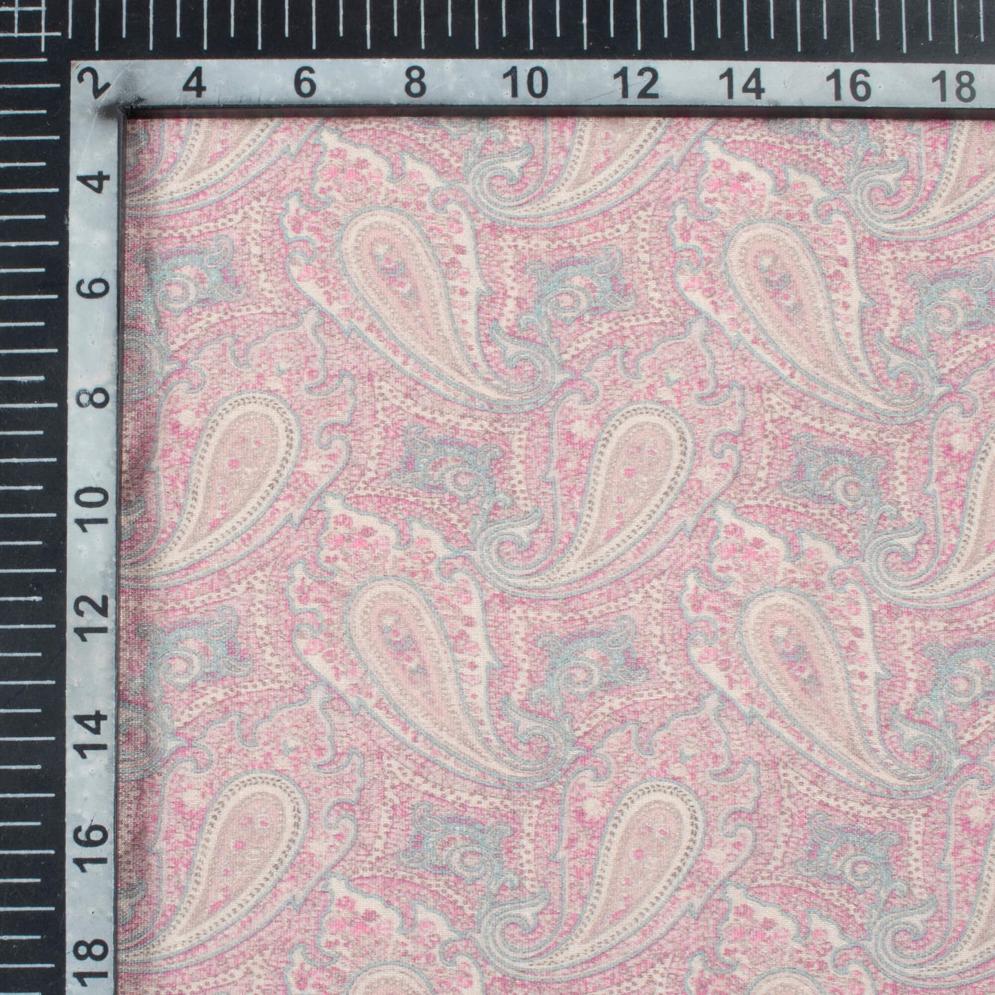 Tyrian Purple And Sage Green Paisley Pattern Digital Print Viscose Chanderi Fabric