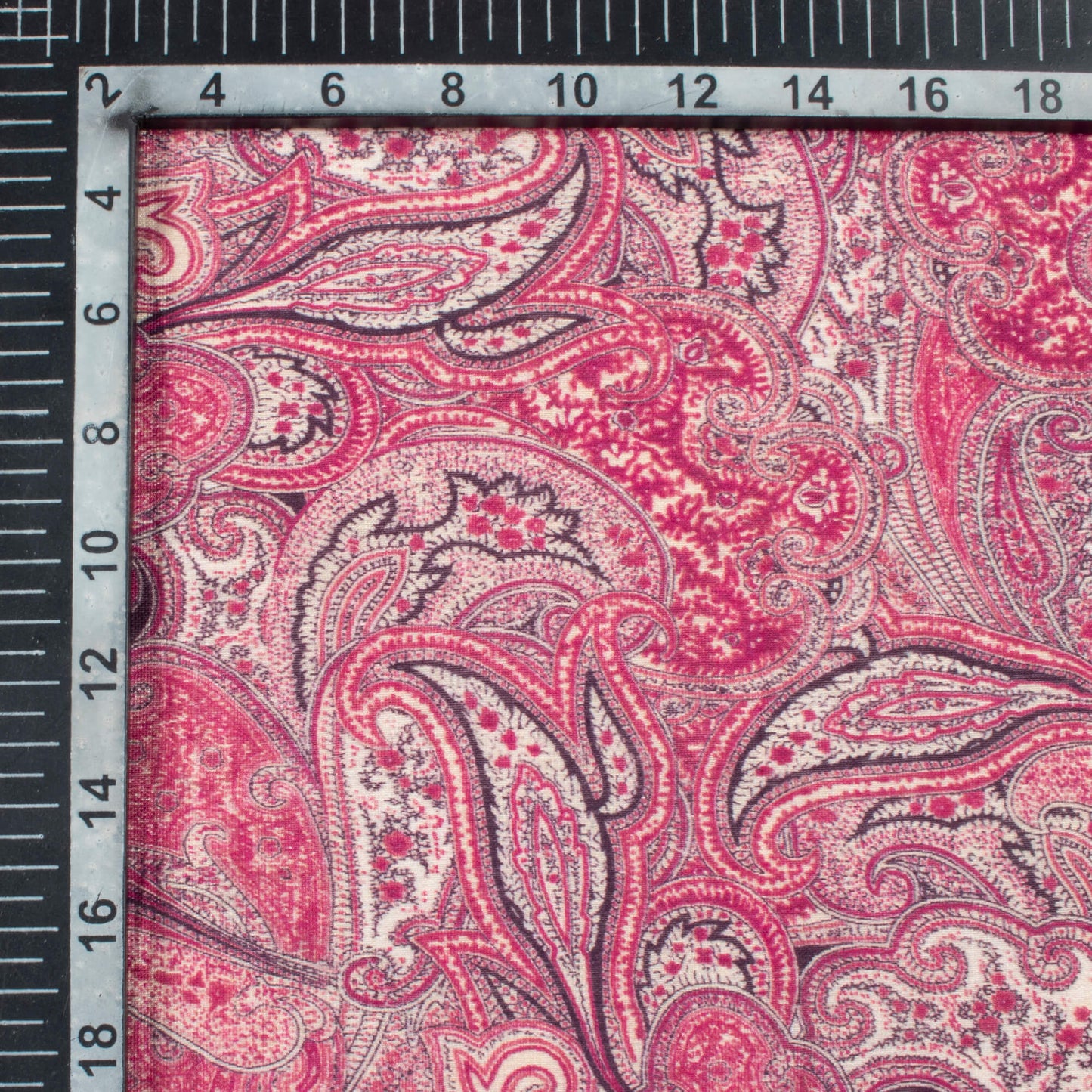 Plum Purple And Off White Ethnic Pattern Digital Print Viscose Chanderi Fabric