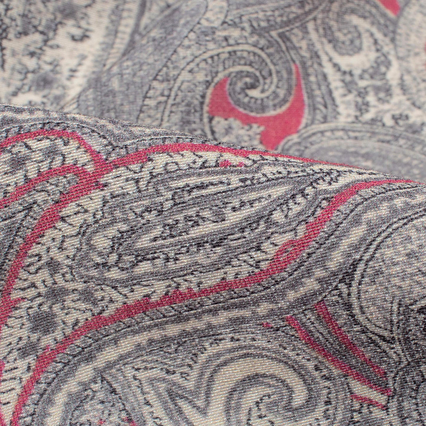Slate Grey And Umber Brown Ethnic Pattern Digital Print Viscose Chanderi Fabric