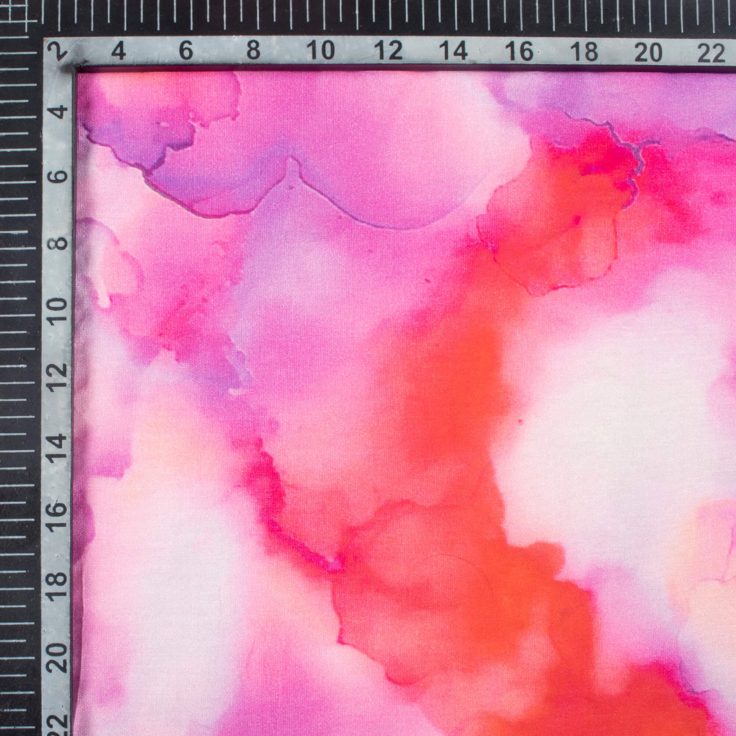 Lavender Purple And Red Tye And Dye Pattern Digital Print Viscose Chanderi Fabric