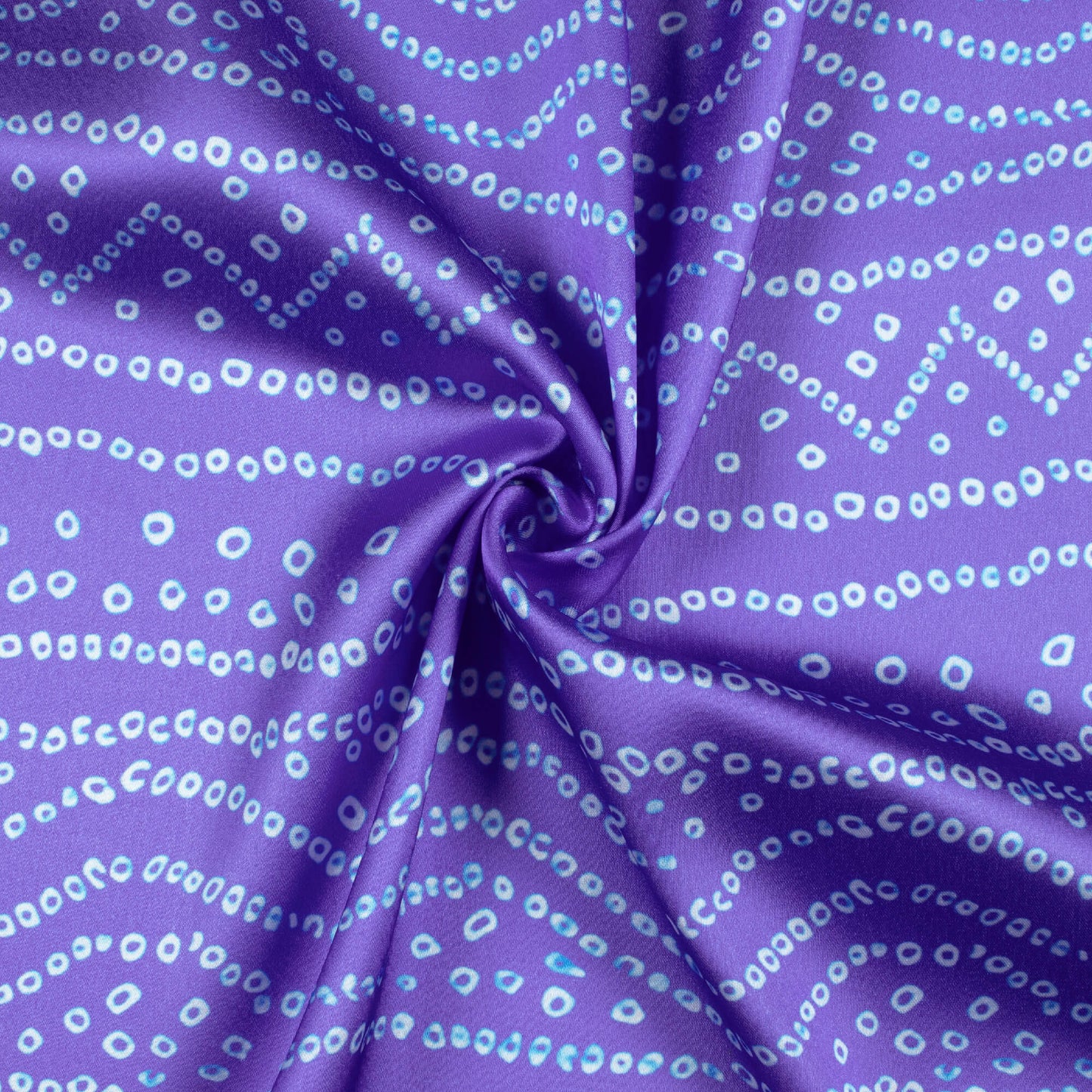 Very Peri And White Bandhanii Pattern Digital Print Japan Satin Fabric