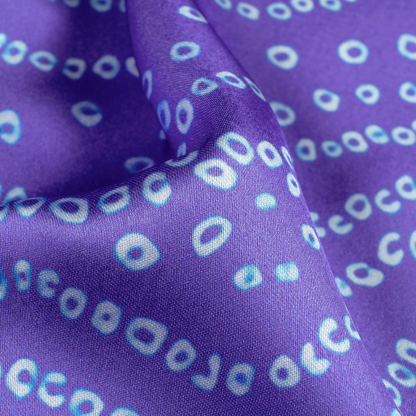 Very Peri And White Bandhanii Pattern Digital Print Japan Satin Fabric