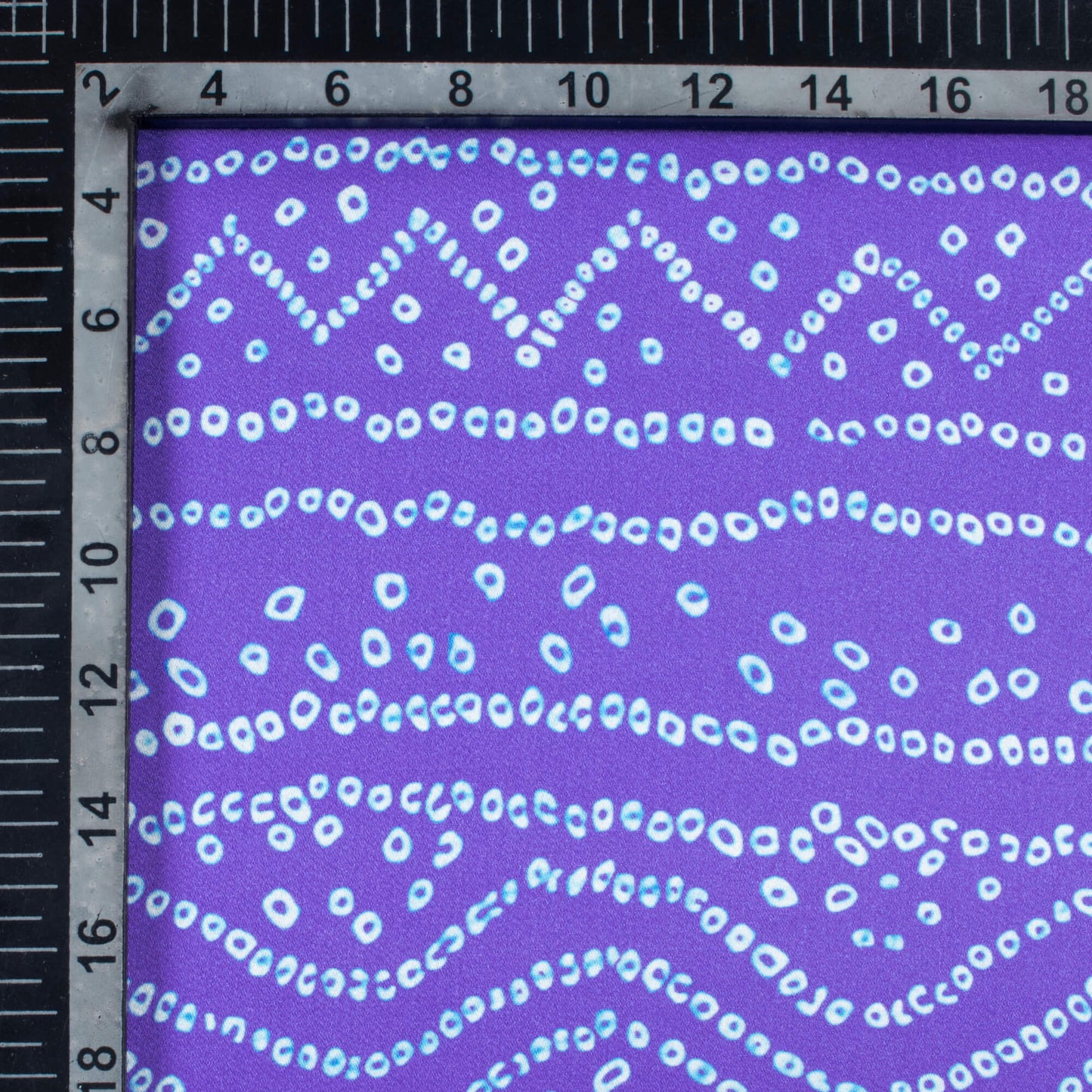 Very Peri And White Bandhanii Pattern Digital Print Japan Satin Fabric