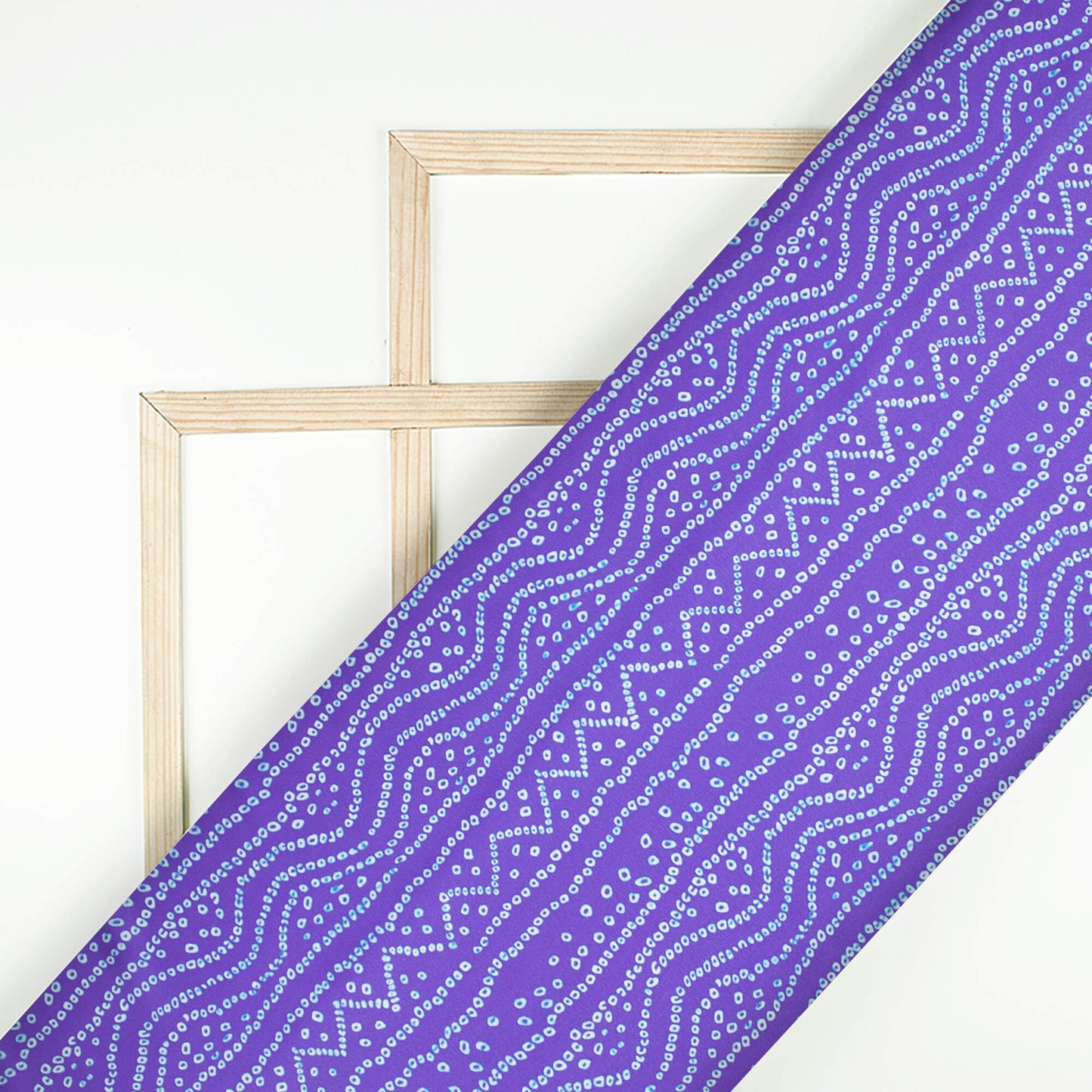 Very Peri And White Bandhanii Pattern Digital Print Japan Satin Fabric