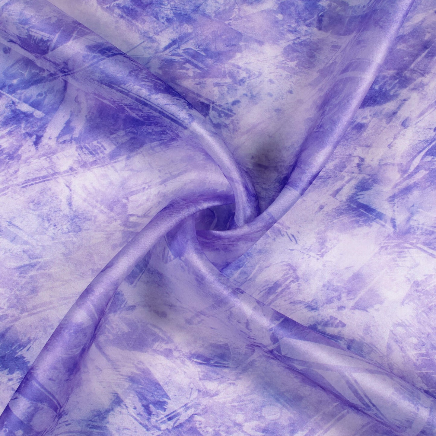 Very Peri And White Abstract Pattern Digital Print Organza Satin Fabric