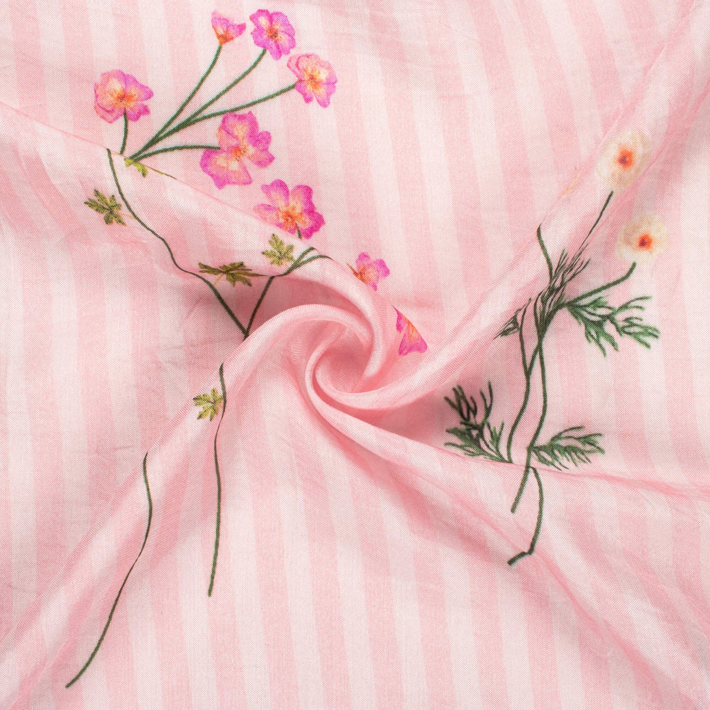 Baby Pink And Grape Purple Floral Pattern Digital Print Viscose Muslin Fabric