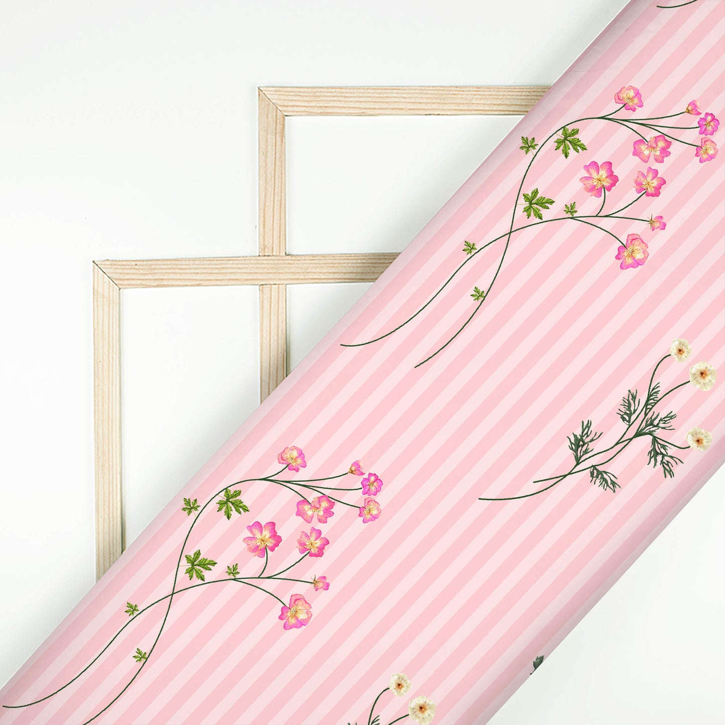 Baby Pink And Grape Purple Floral Pattern Digital Print Viscose Muslin Fabric