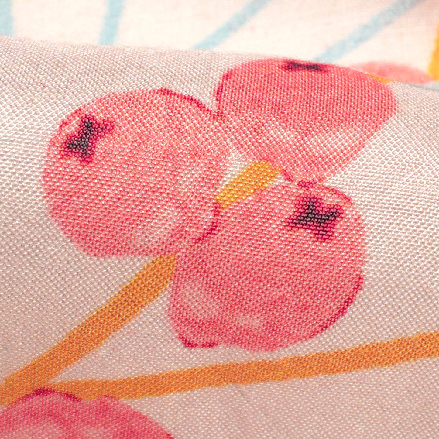 Ivory Cream And Salmon Pink Floral Pattern Digital Print Viscose Muslin Fabric