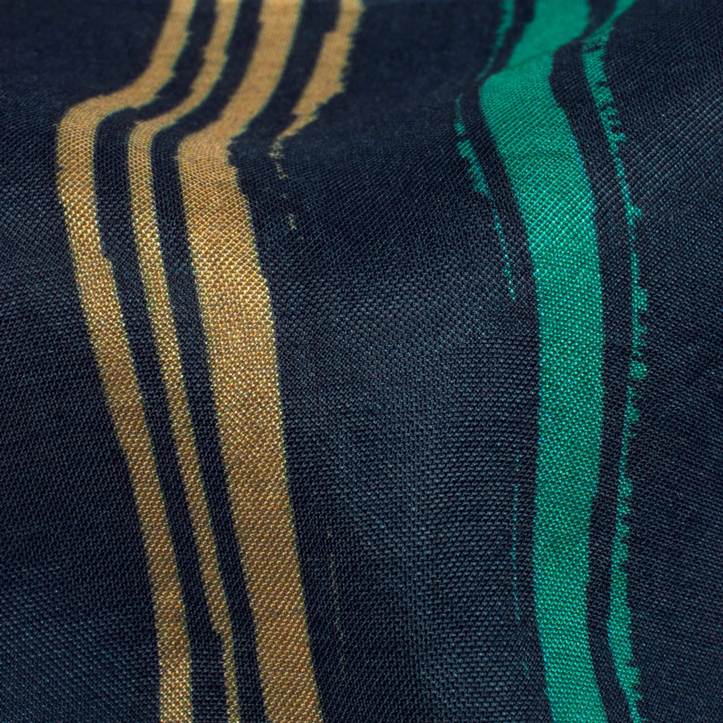 Dark Blue And Aqua Green Stripes Pattern Digital Print Viscose Muslin Fabric