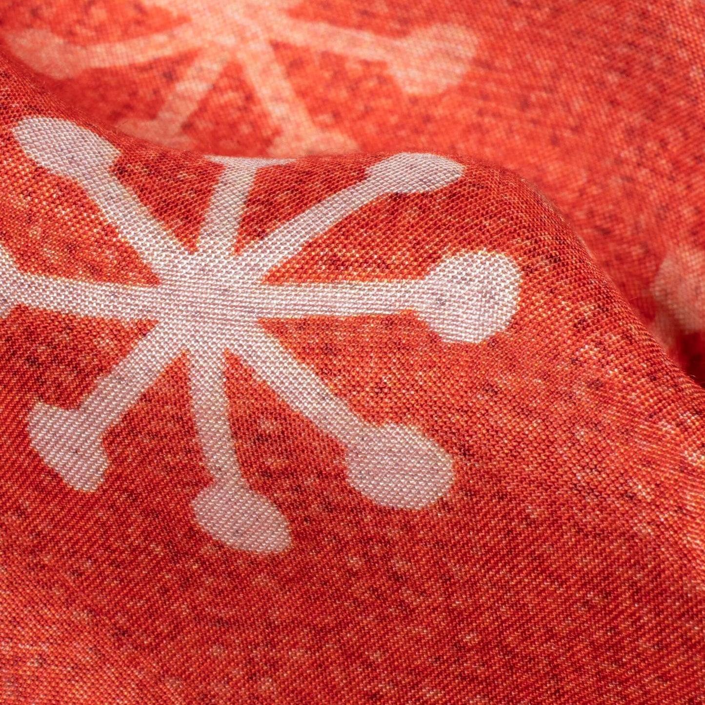 Burnt Orange And Sky Blue Geometric Pattern Digital Print Viscose Muslin Fabric