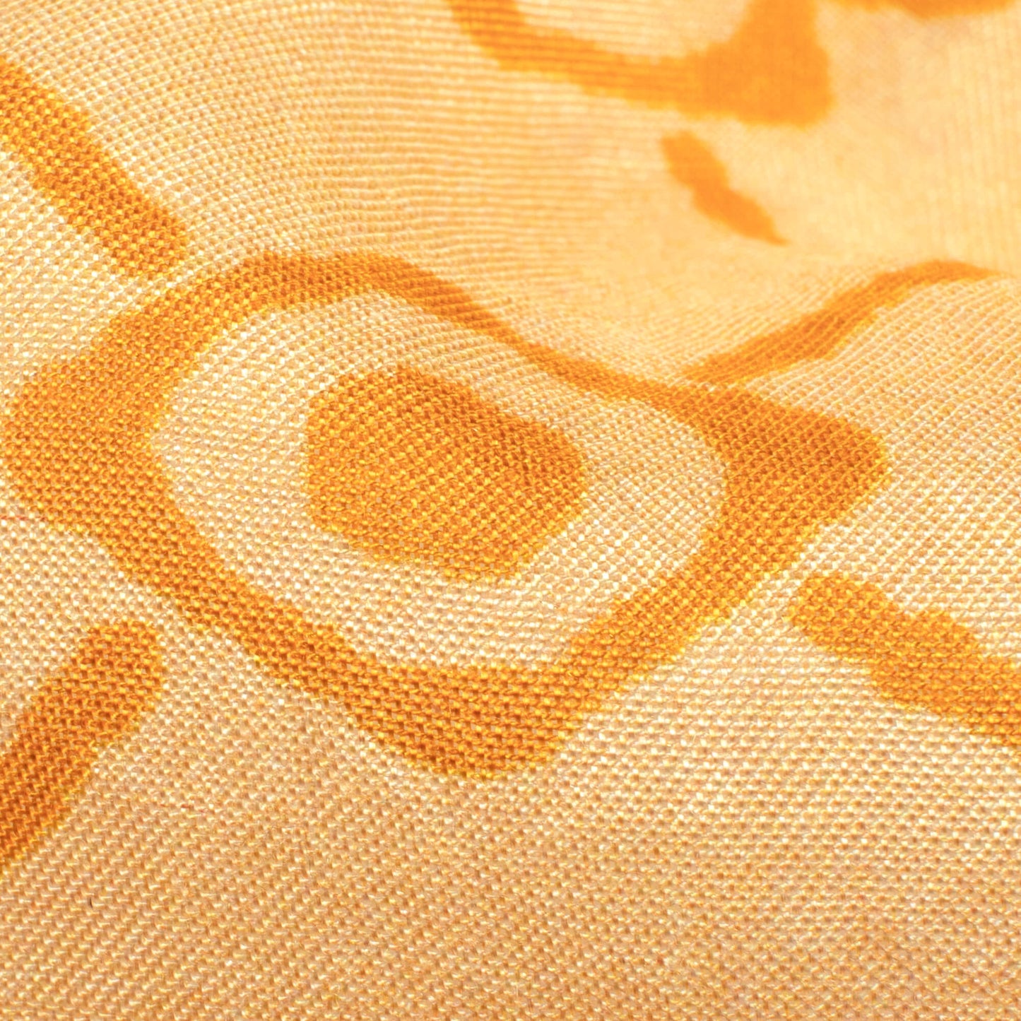 Pastel Mustard Yellow And Orange Geometric Pattern Digital Print Viscose Muslin Fabric