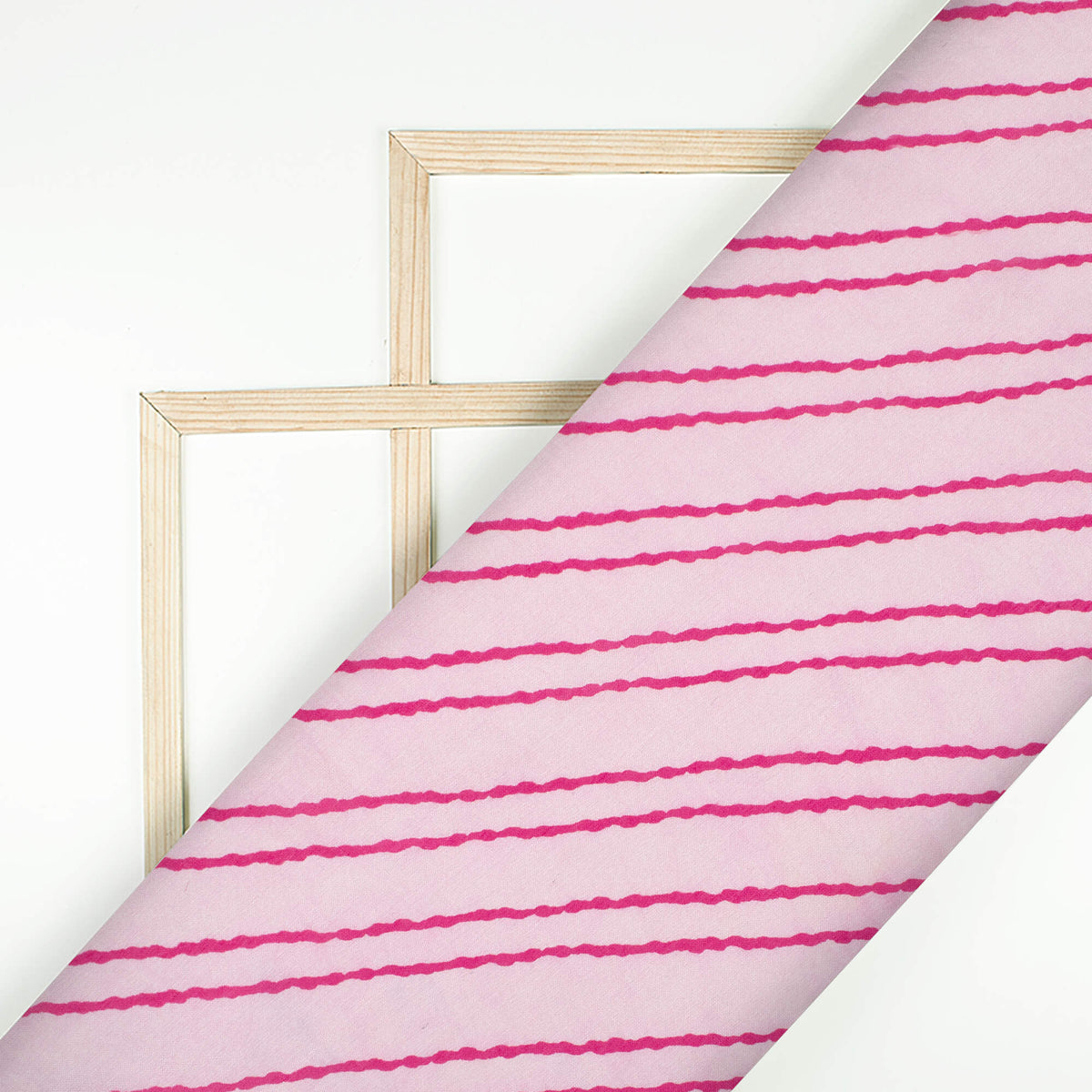 Pastel Pink And Magenta Purple Leheriya Pattern Digital Print Viscose Muslin Fabric