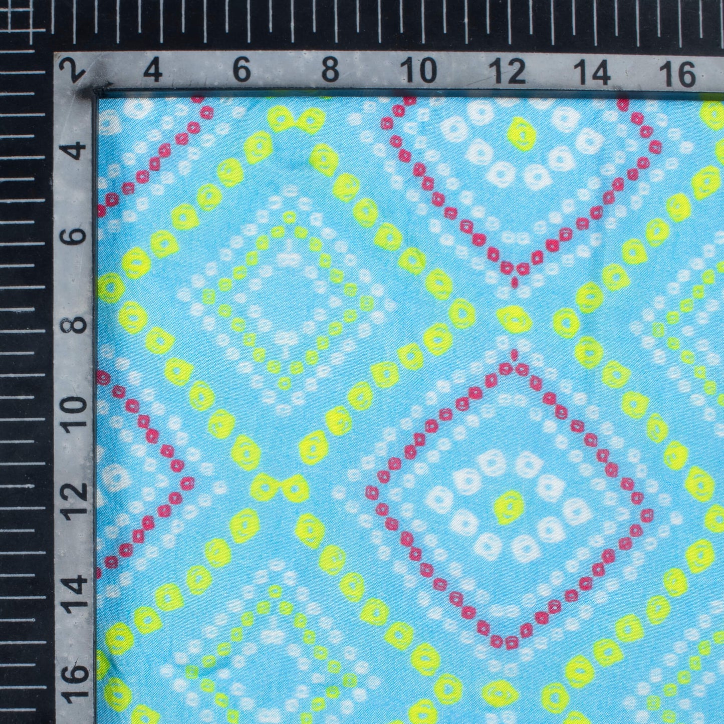 Arctic Blue And Lemon Yellow Bandhanii Pattern Digital Print Viscose Muslin Fabric