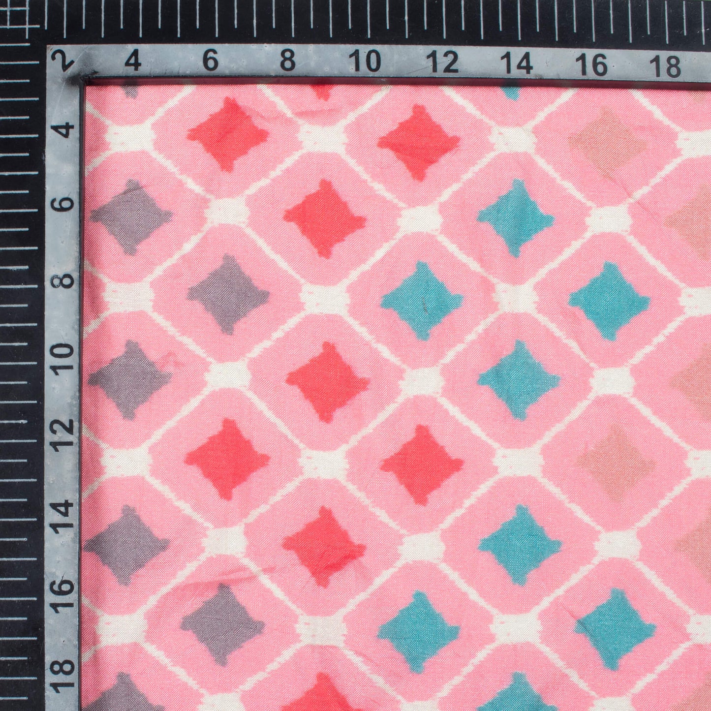Taffy Pink And Grey Traditional Pattern Digital Print Viscose Muslin Fabric