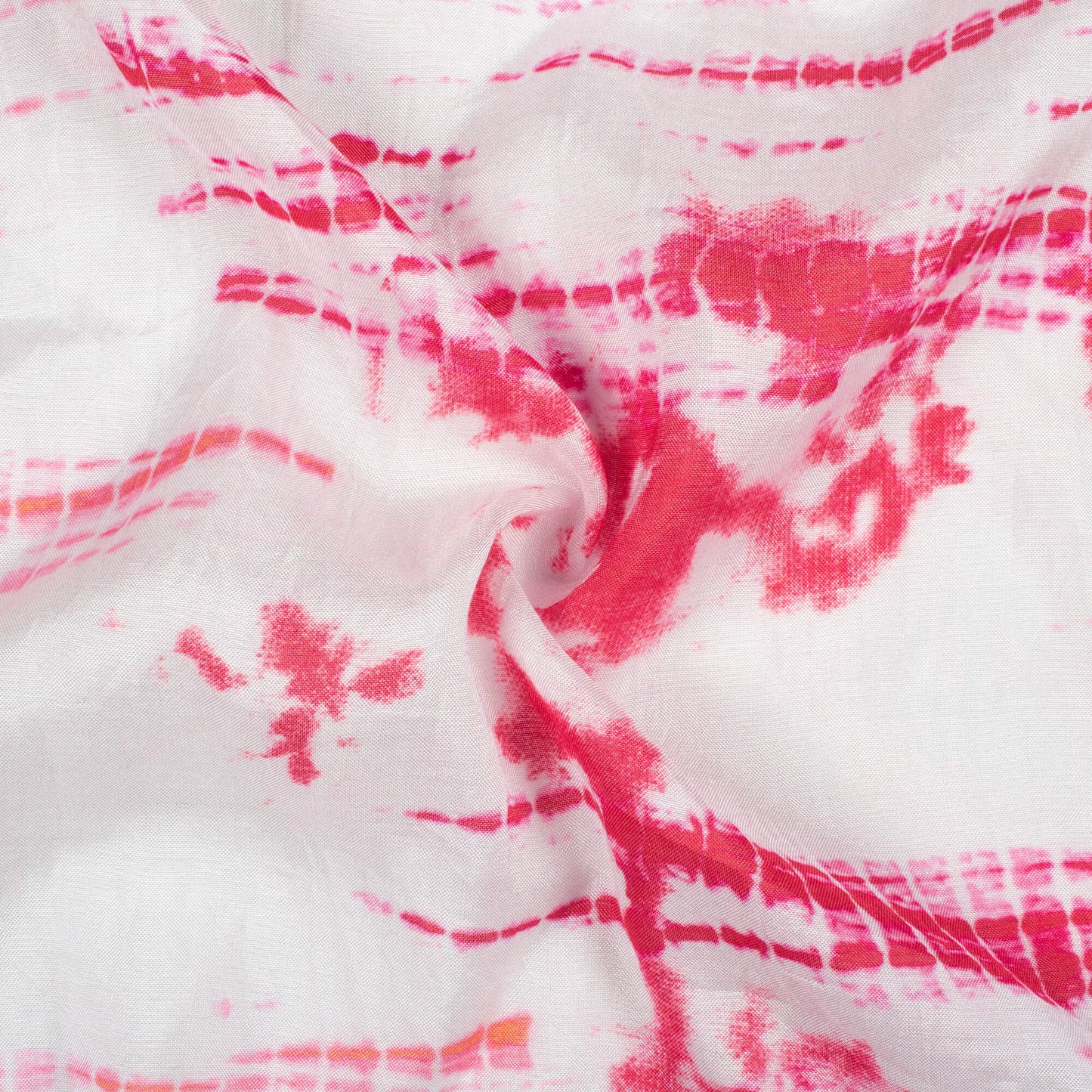 White And Dark Red Shiiborii Pattern Digital Print Viscose Muslin Fabric