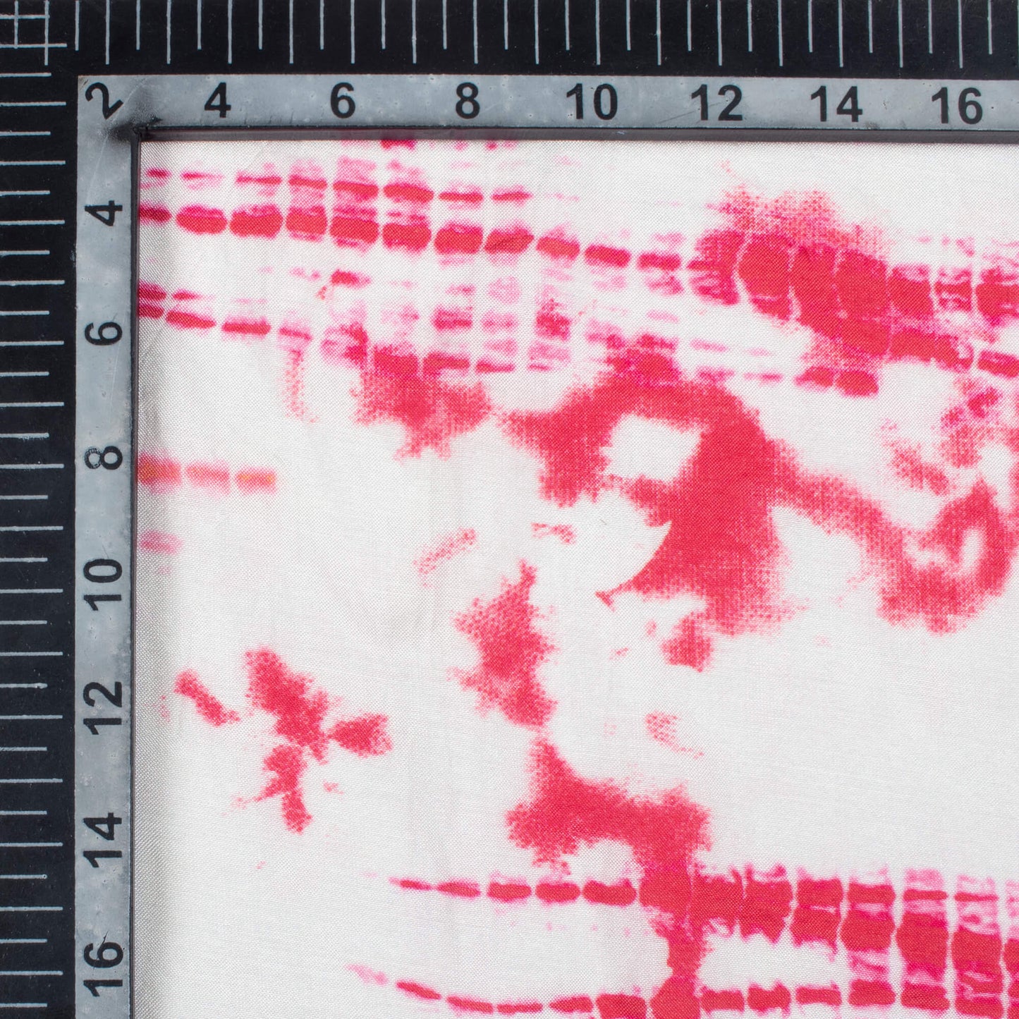White And Dark Red Shiiborii Pattern Digital Print Viscose Muslin Fabric
