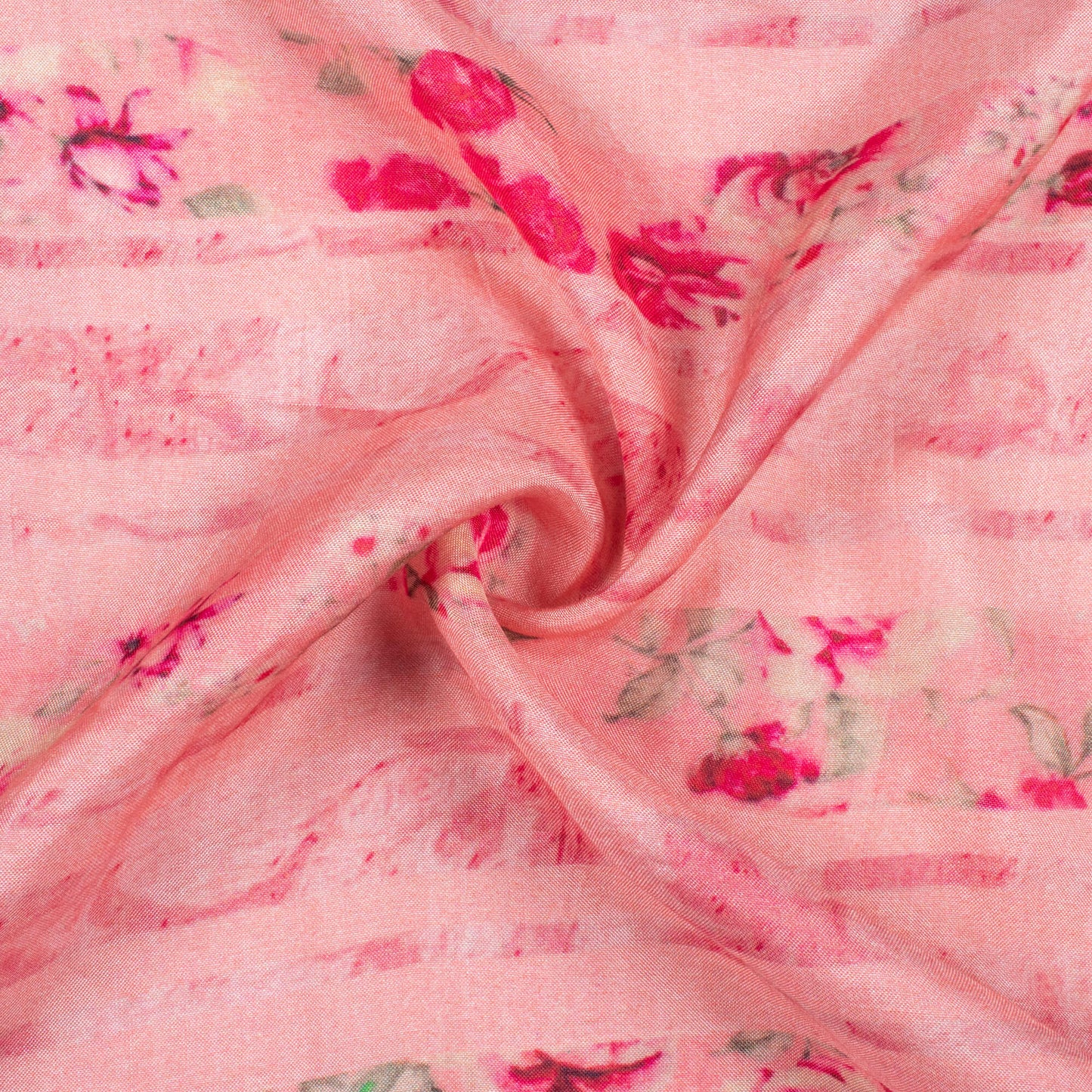 Dusty Pink And Rose Red Daman Pattern Digital Print Viscose Muslin Fabric