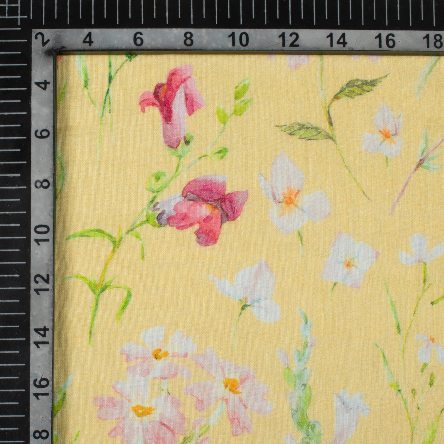 Bumblebee Yellow And Red Floral Pattern Digital Print Pure Cotton Mulmul Fabric