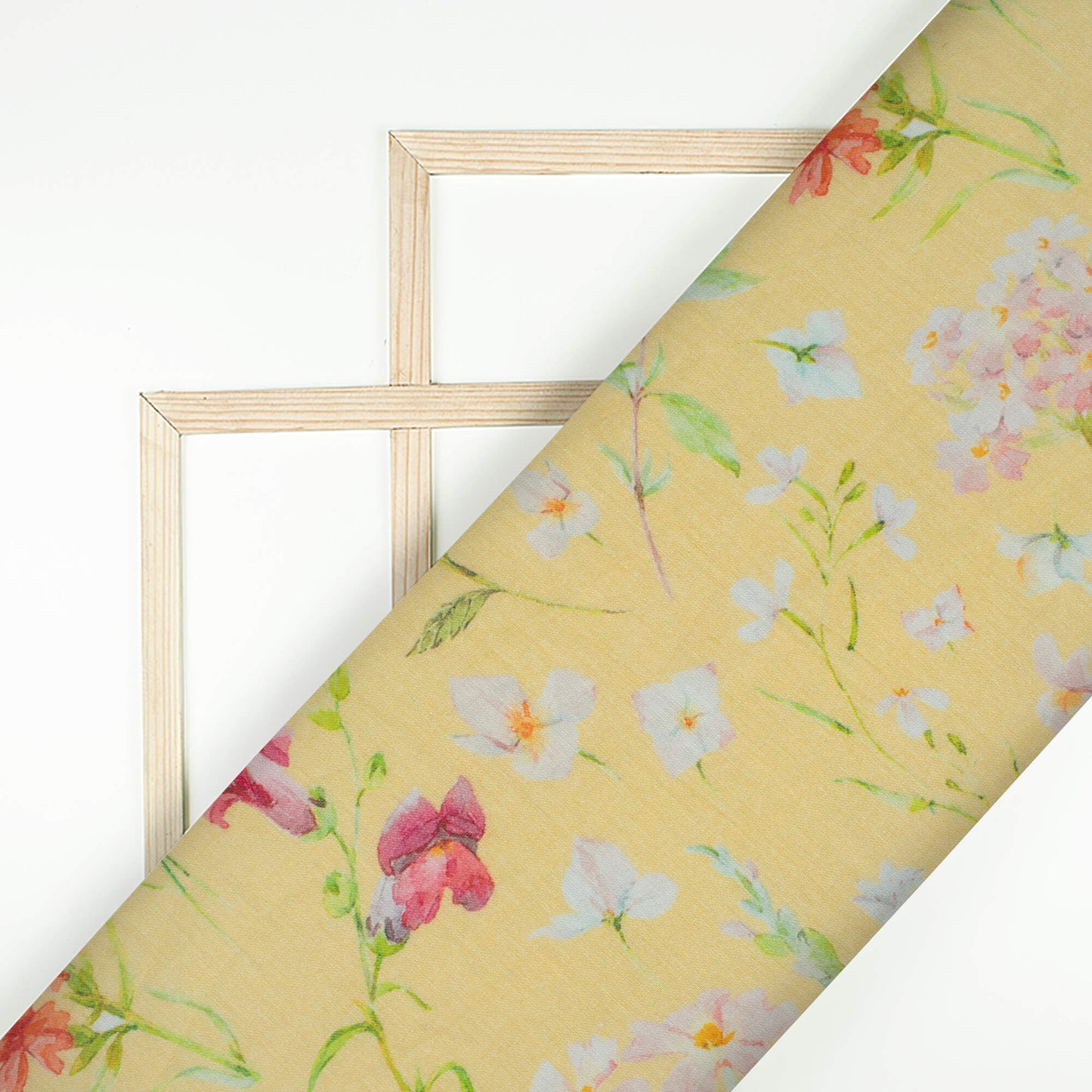 Bumblebee Yellow And Red Floral Pattern Digital Print Pure Cotton Mulmul Fabric