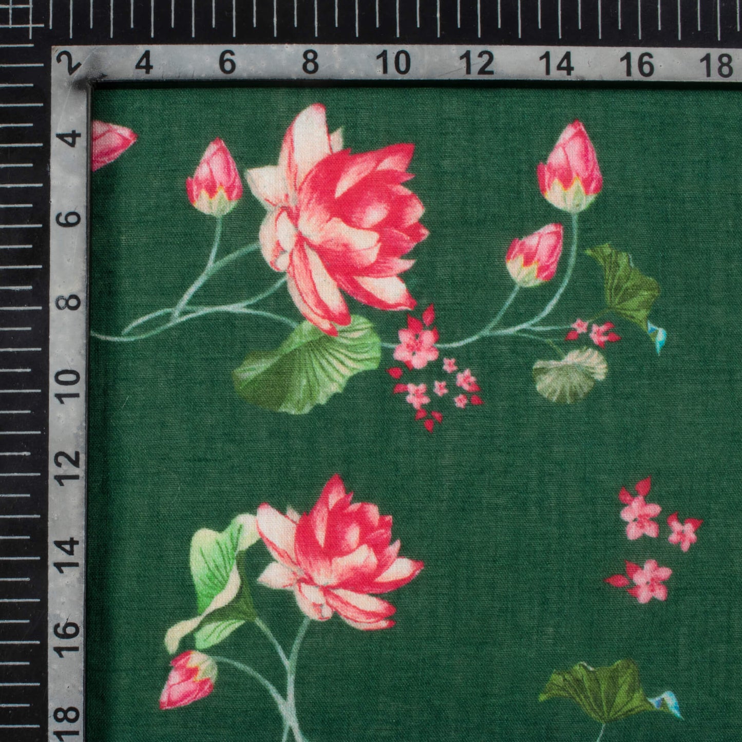 Sacramento Green And Red Floral Pattern Digital Print Pure Cotton Mulmul Fabric