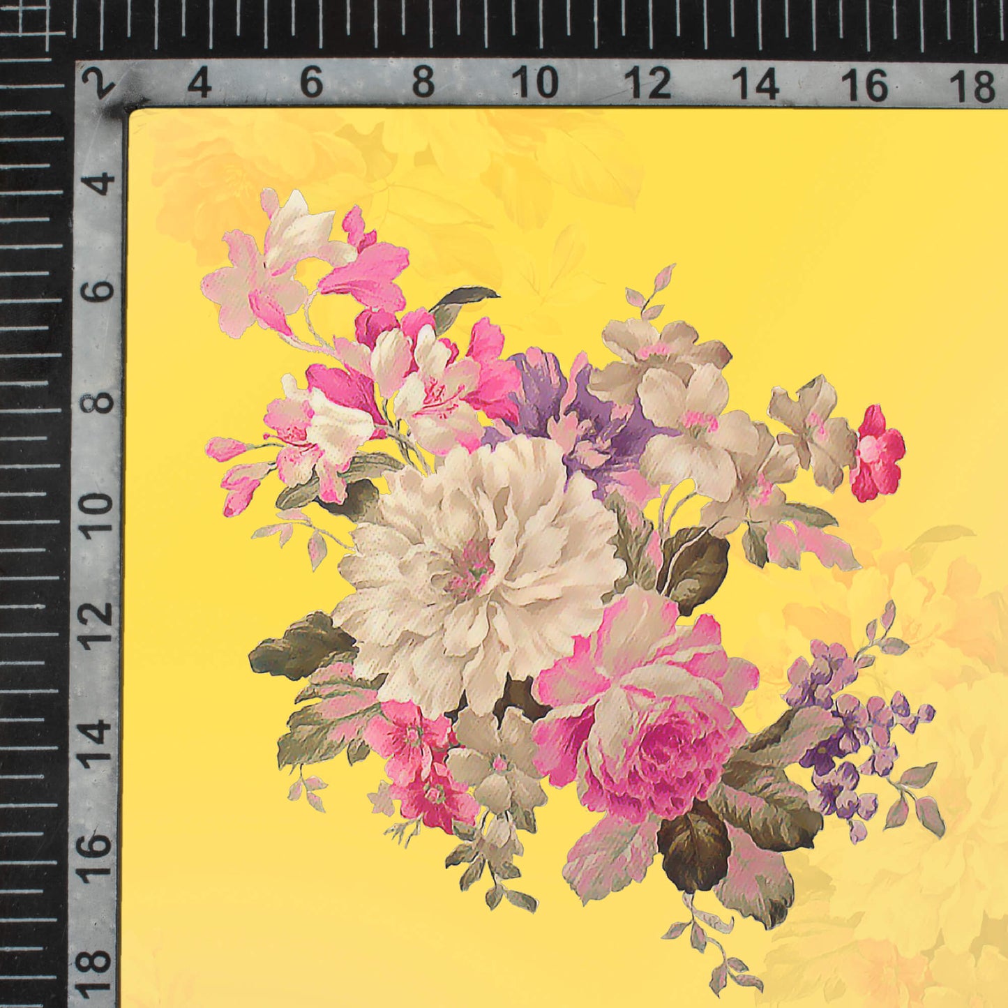 Pineapple Yellow And Pink Floral Pattern Digital Print Pure Cotton Mulmul Fabric