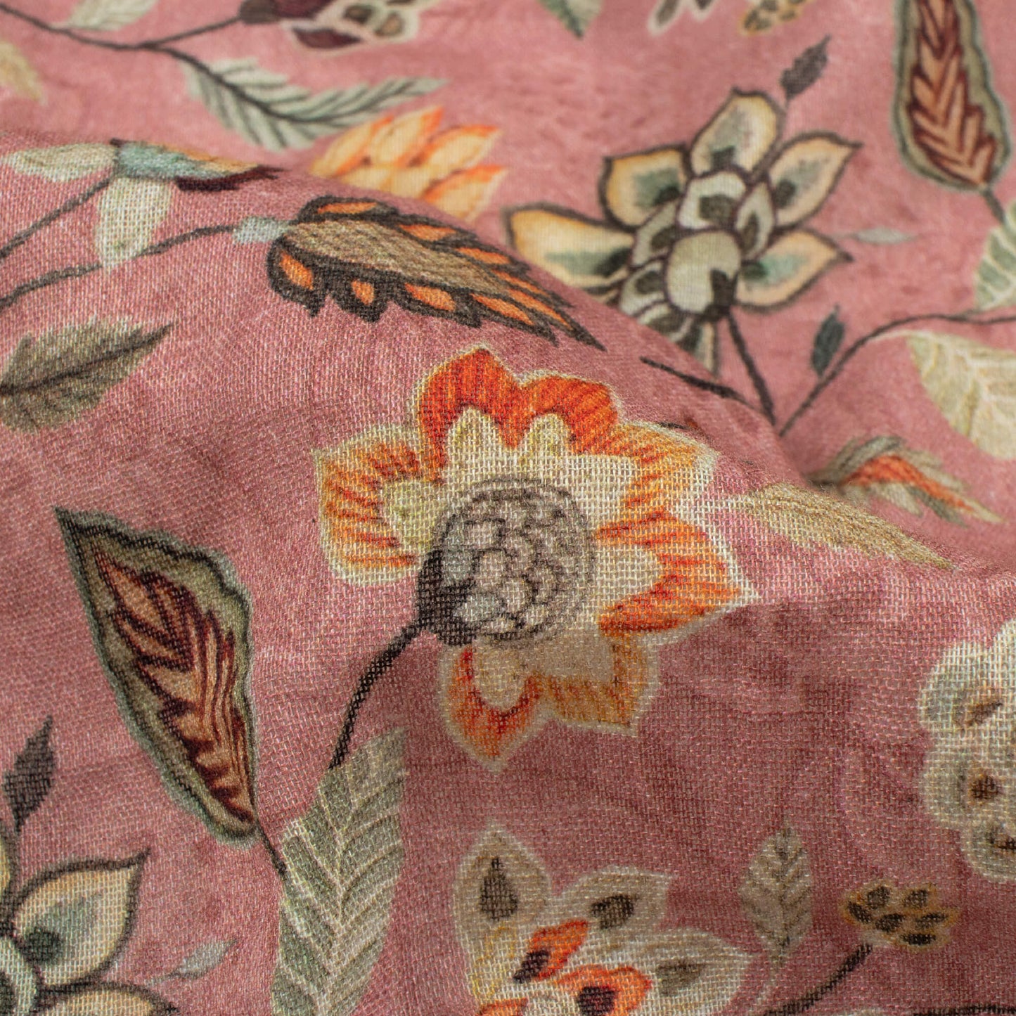 Hippie Pink And Black Floral Pattern Digital Print Pure Cotton Mulmul Fabric