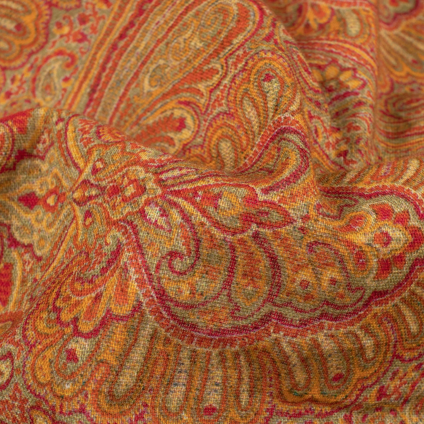 Orange And Red Ethnic Pattern Digital Print Pure Cotton Mulmul Fabric