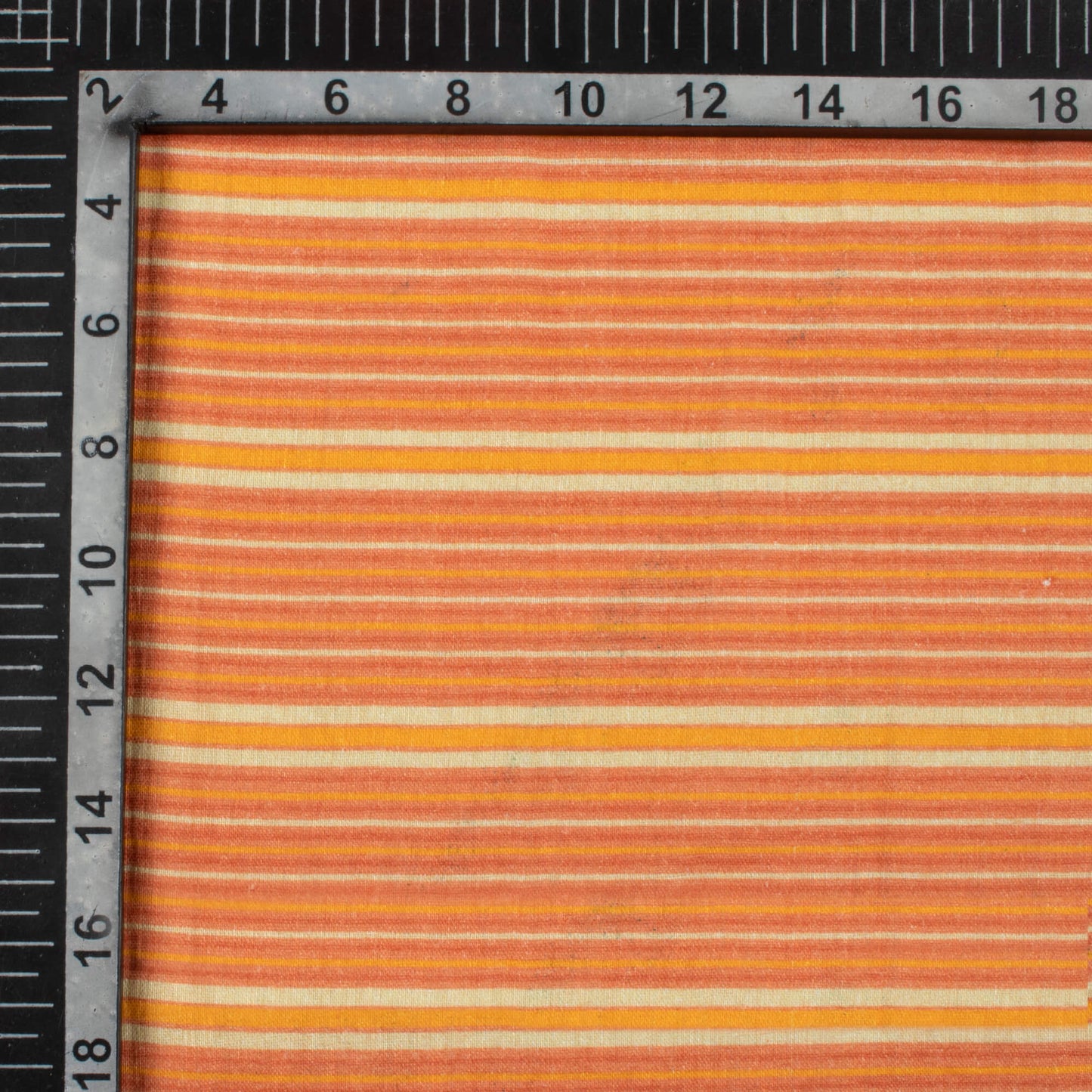 Clay Orange And Yellow Stripes Pattern Digital Print Pure Cotton Mulmul Fabric