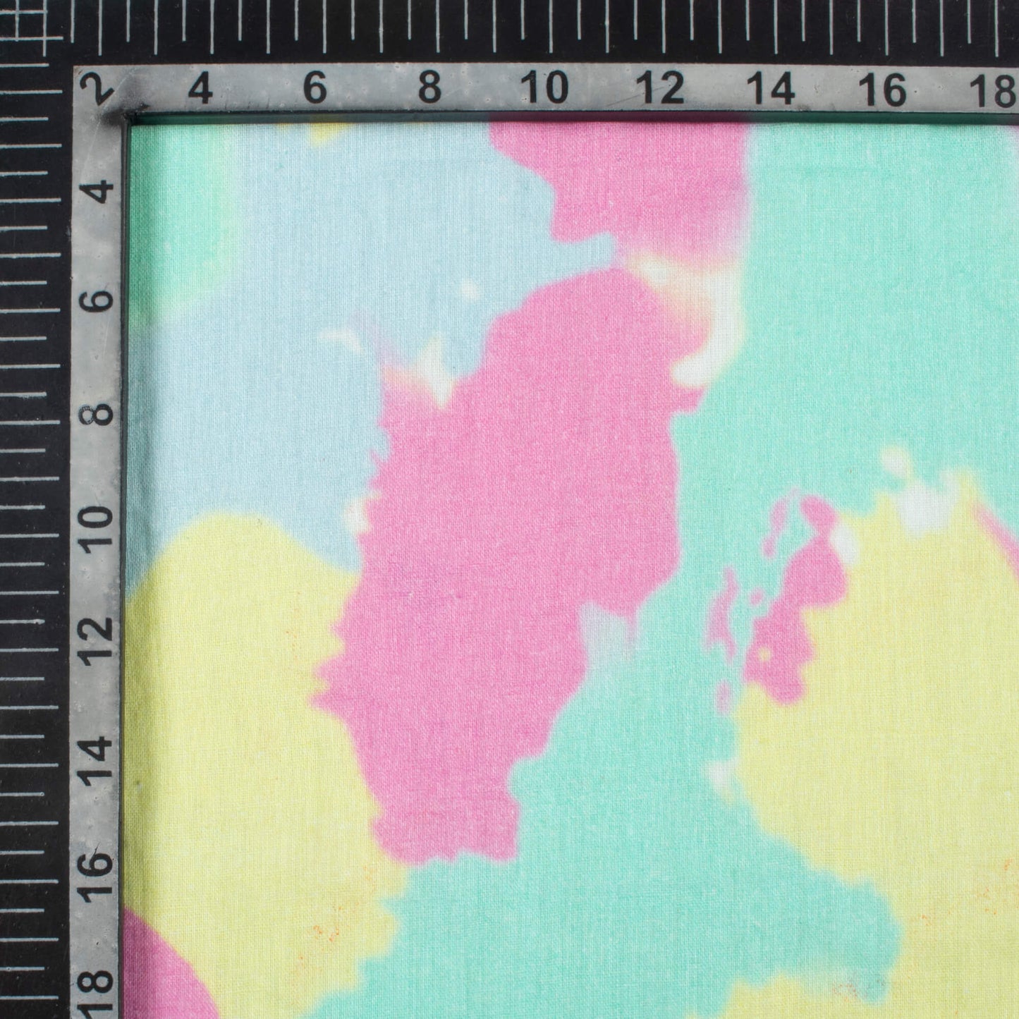 Taffy Pink And Banana Yellow Tye And Dye Pattern Digital Print Pure Cotton Mulmul Fabric