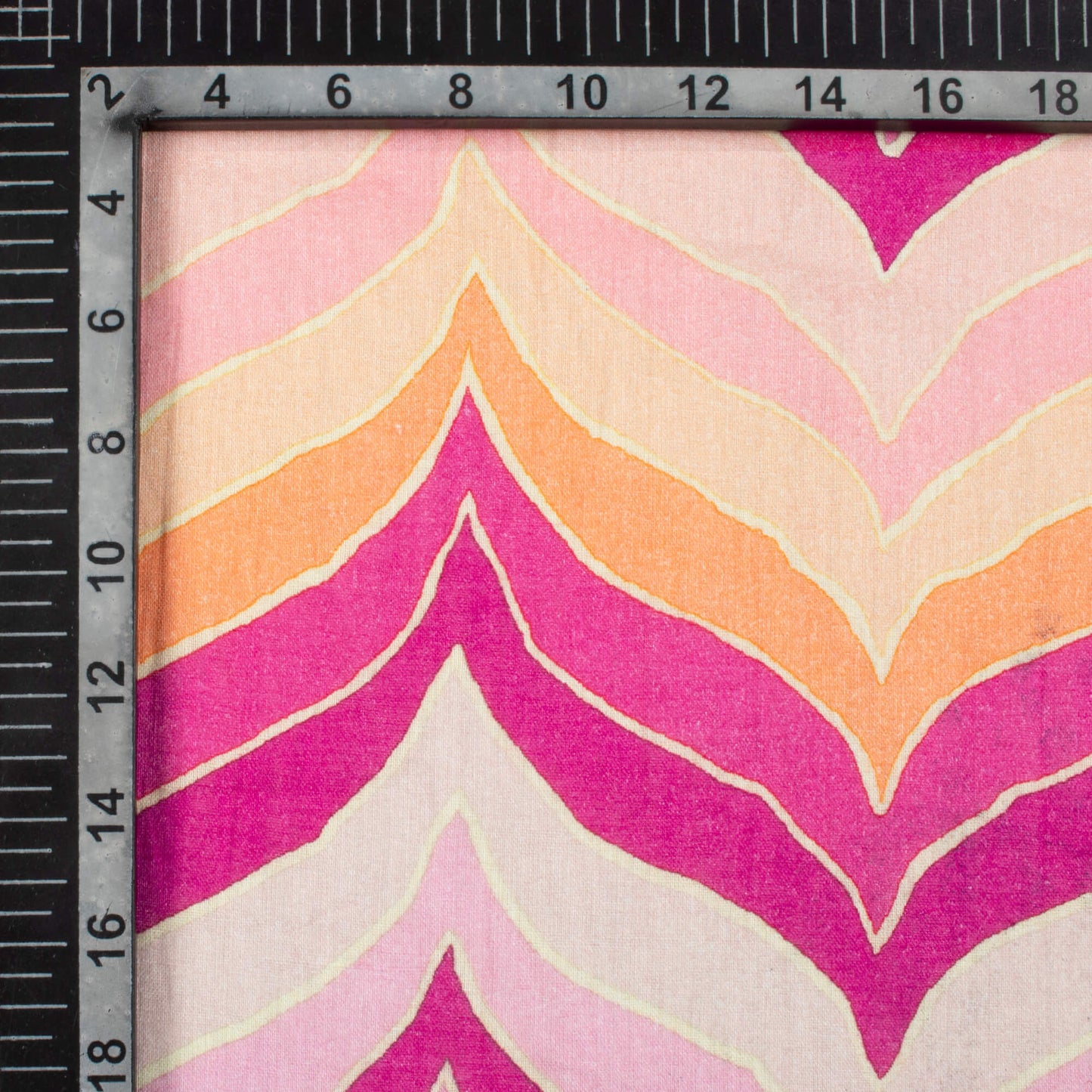 Mulberry Purple And Lace Pink Chevron Pattern Digital Print Pure Cotton Mulmul Fabric