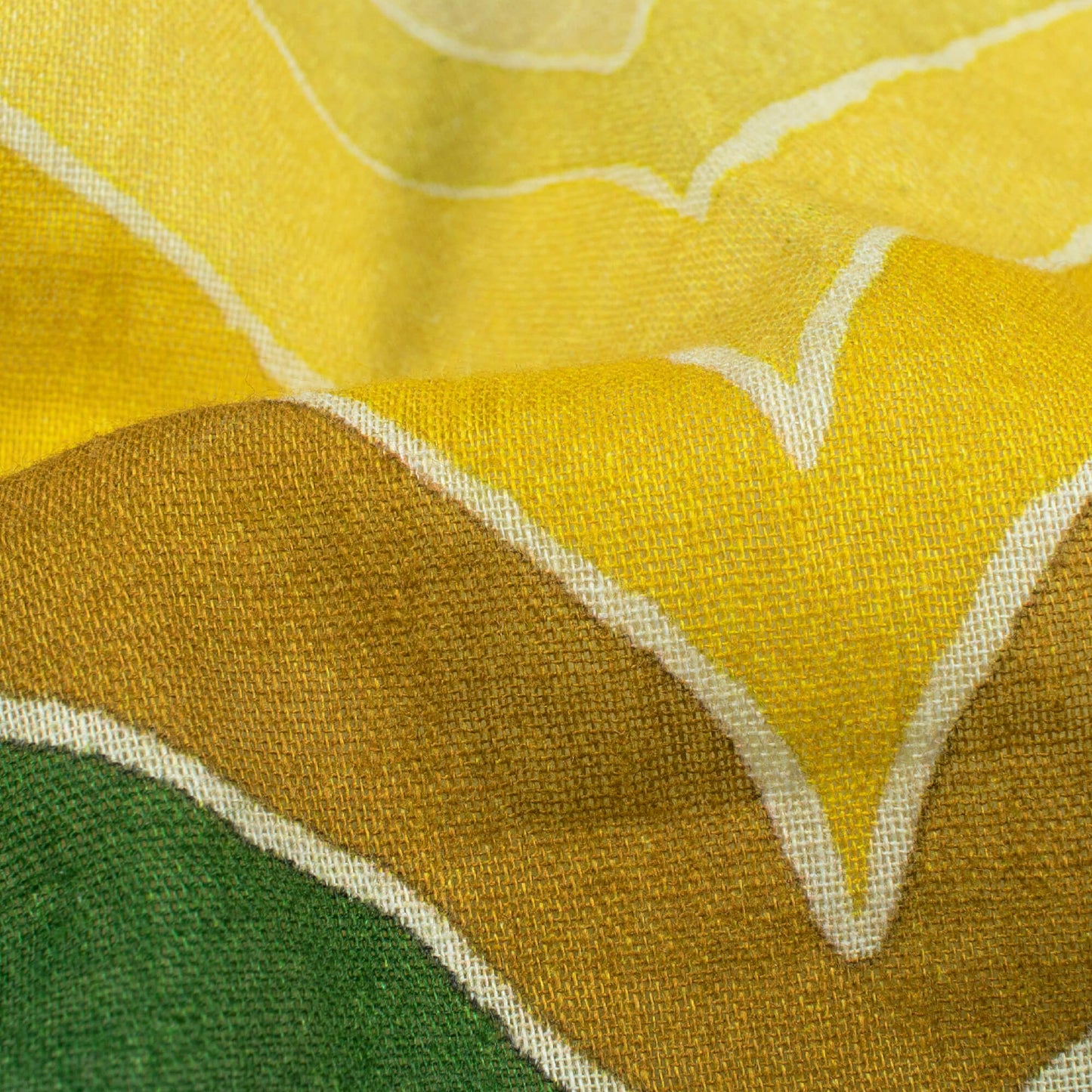 Green And Yellow Chevron Pattern Digital Print Pure Cotton Mulmul Fabric