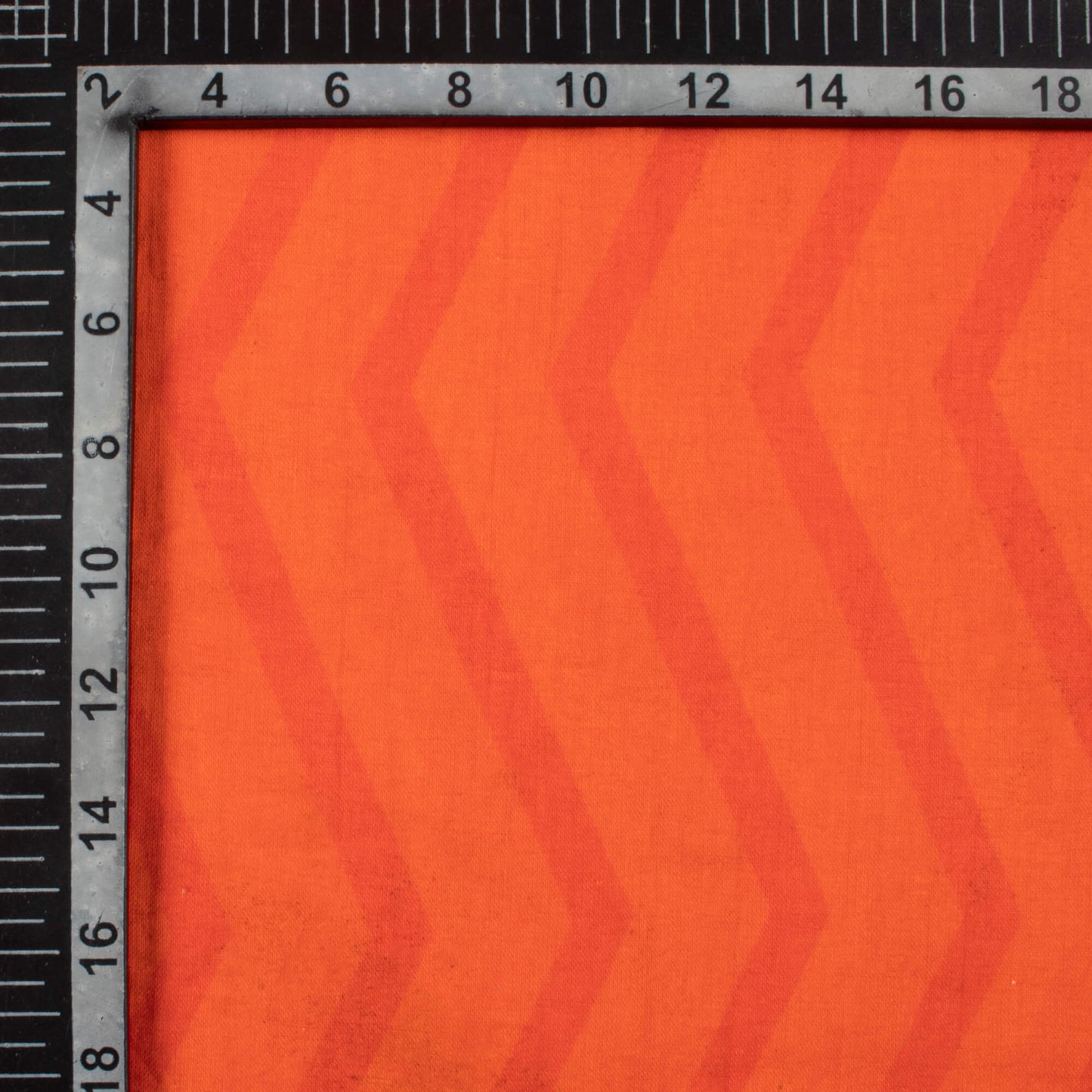 Yam Orange And Red Chevron Pattern Digital Print Pure Cotton Mulmul Fabric