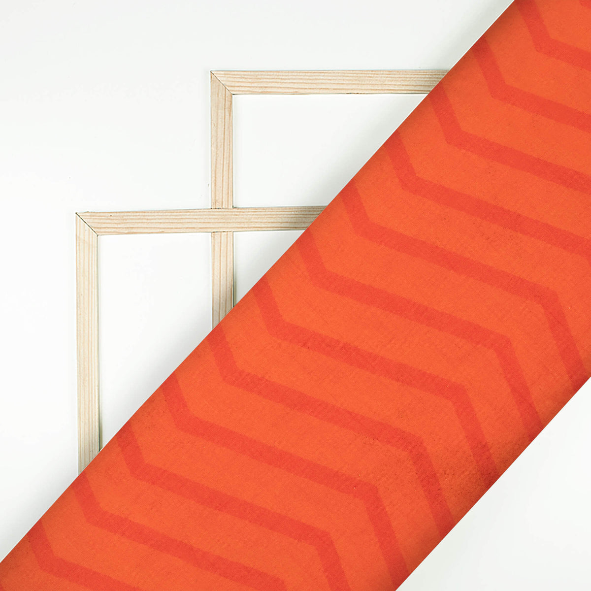 Yam Orange And Red Chevron Pattern Digital Print Pure Cotton Mulmul Fabric