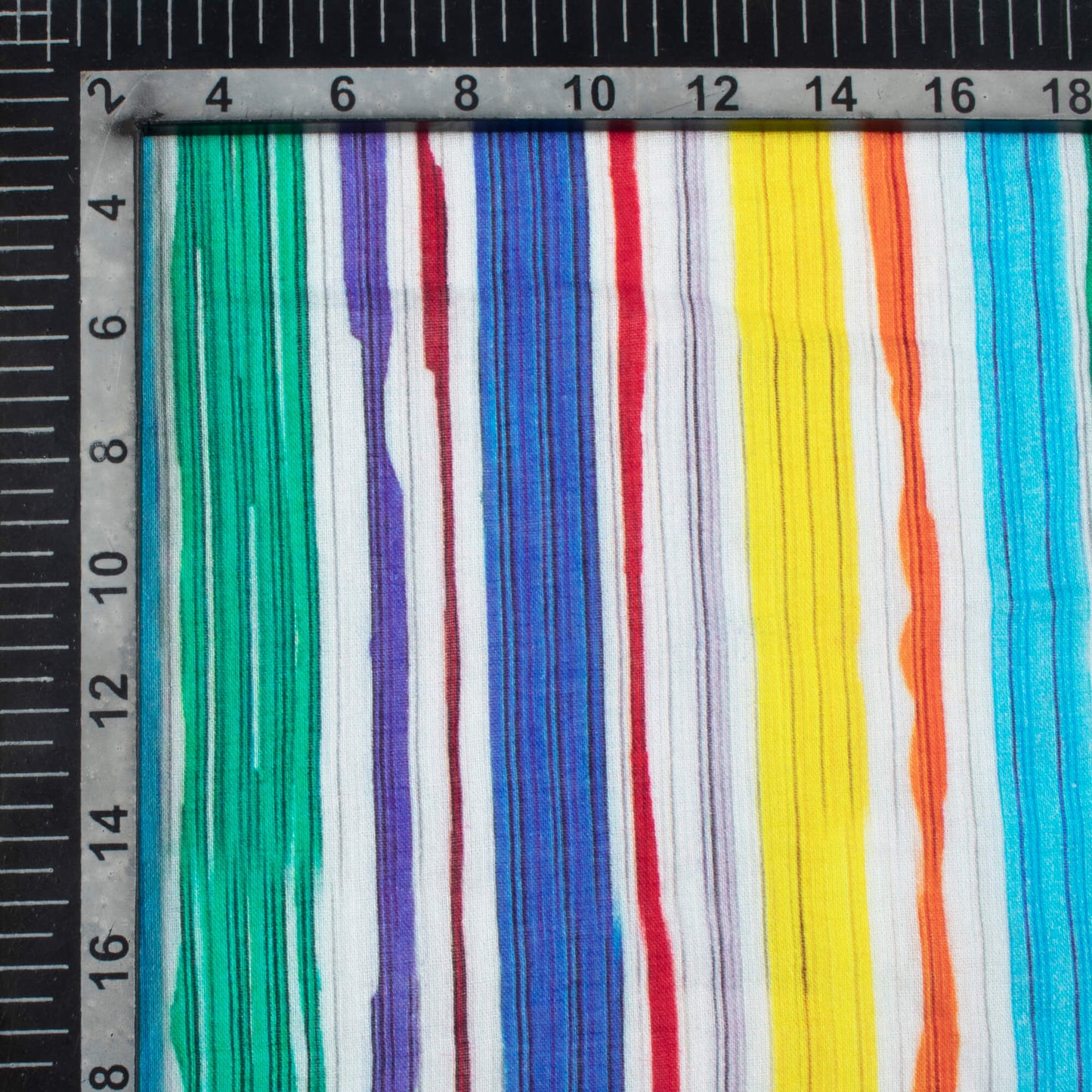 Multi-Color Stripes Pattern Digital Print Pure Cotton Mulmul Fabric