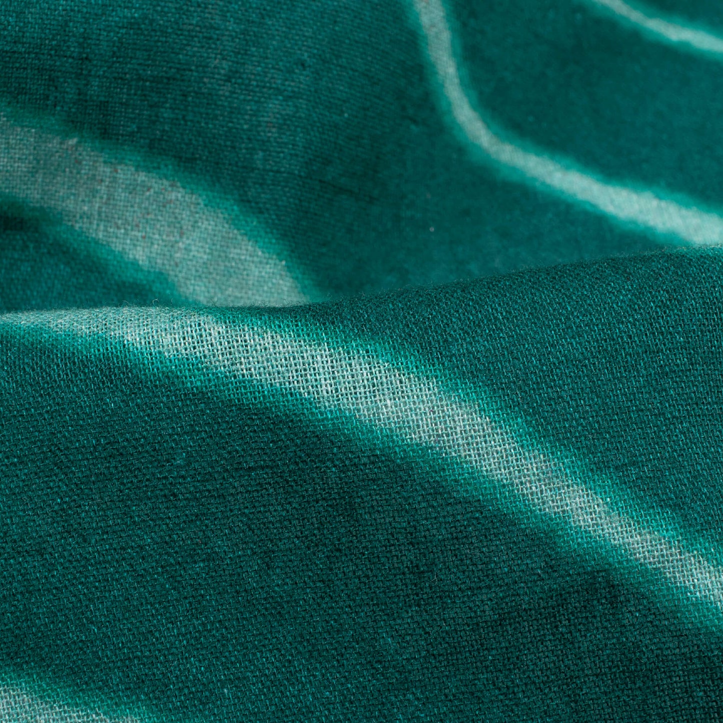Teal Green Leheriya Pattern Digital Print Pure Cotton Mulmul Fabric