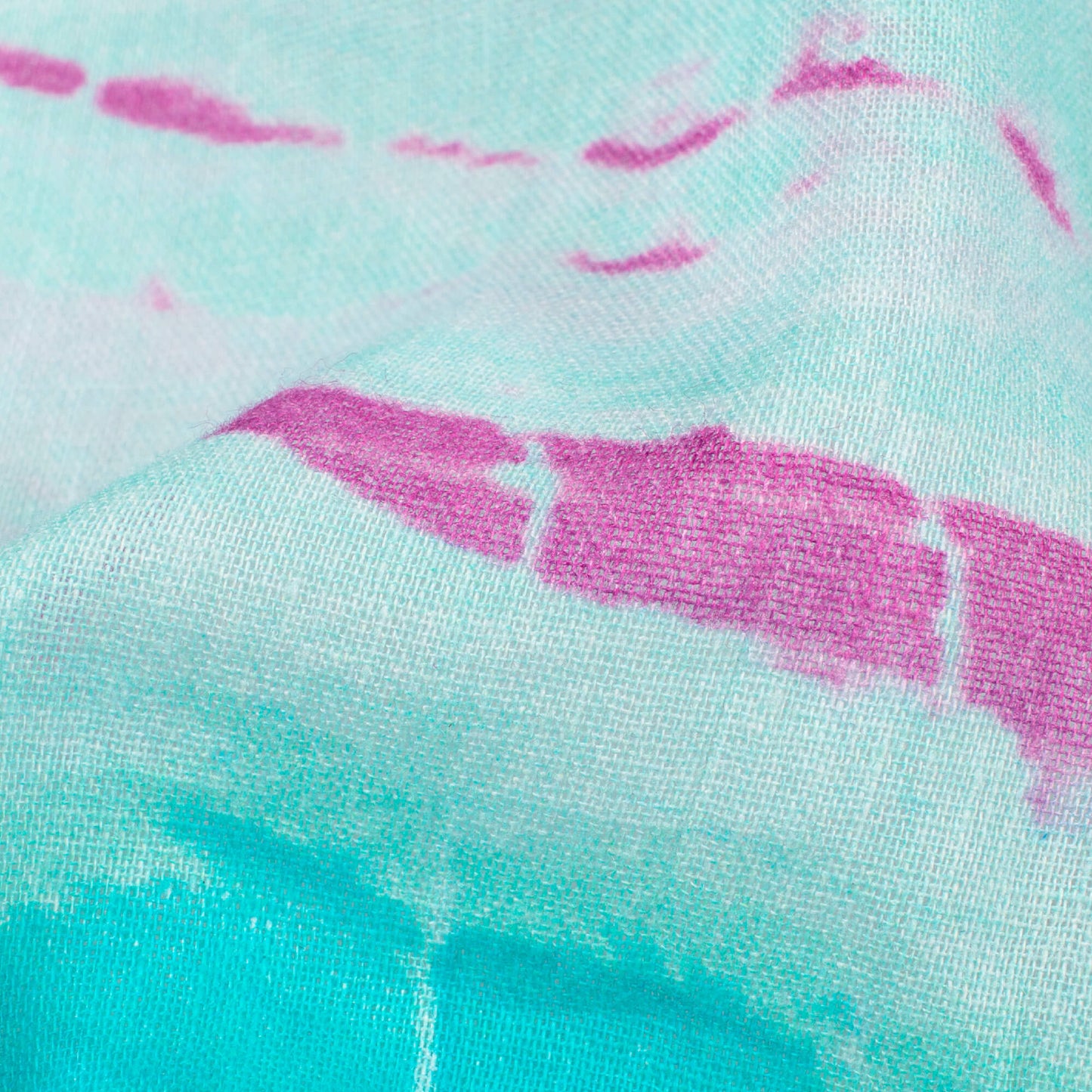 Baby Blue And Mulberry Purple Shiiborii Pattern Digital Print Pure Cotton Mulmul Fabric