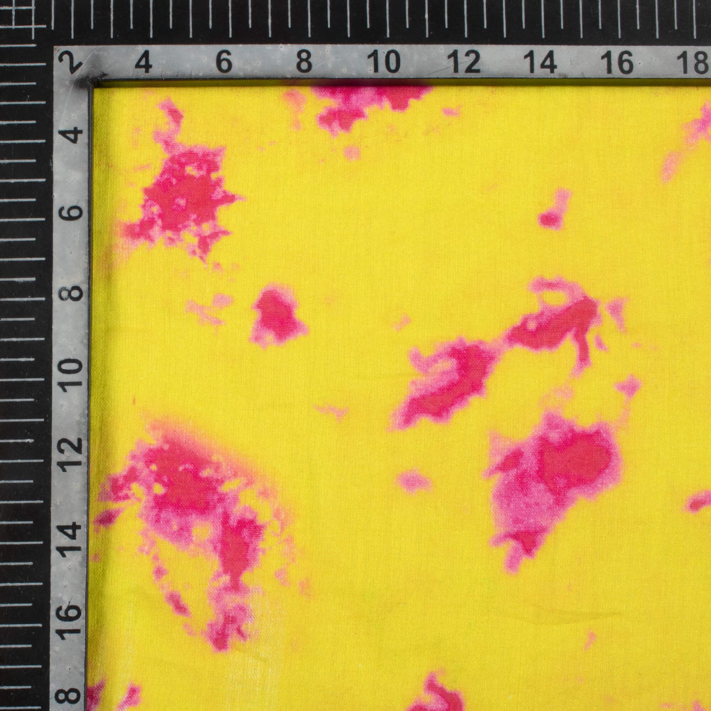 Yellow And Mulberry Purple Tye And Dye Pattern Digital Print Pure Cotton Mulmul Fabric