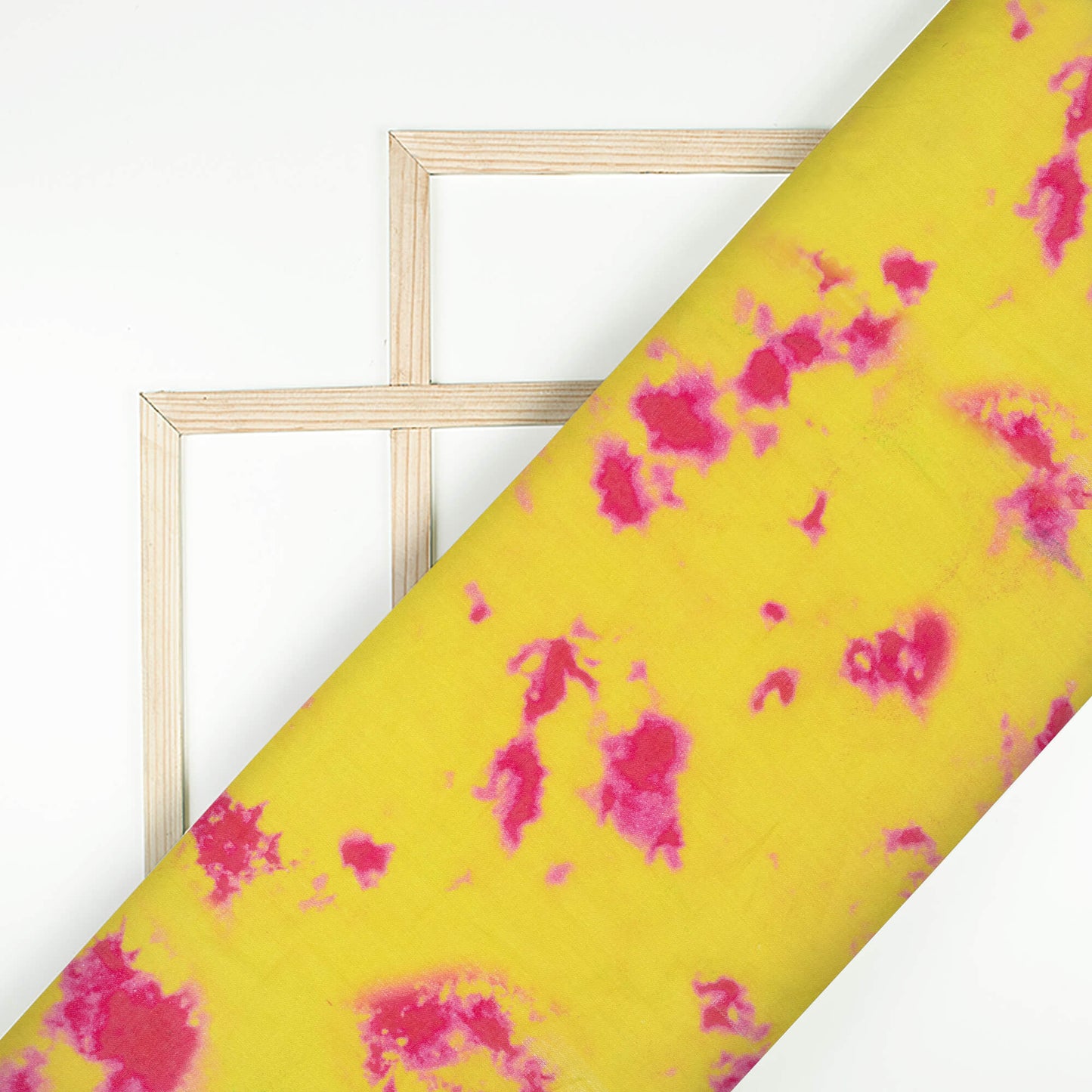 Yellow And Mulberry Purple Tye And Dye Pattern Digital Print Pure Cotton Mulmul Fabric
