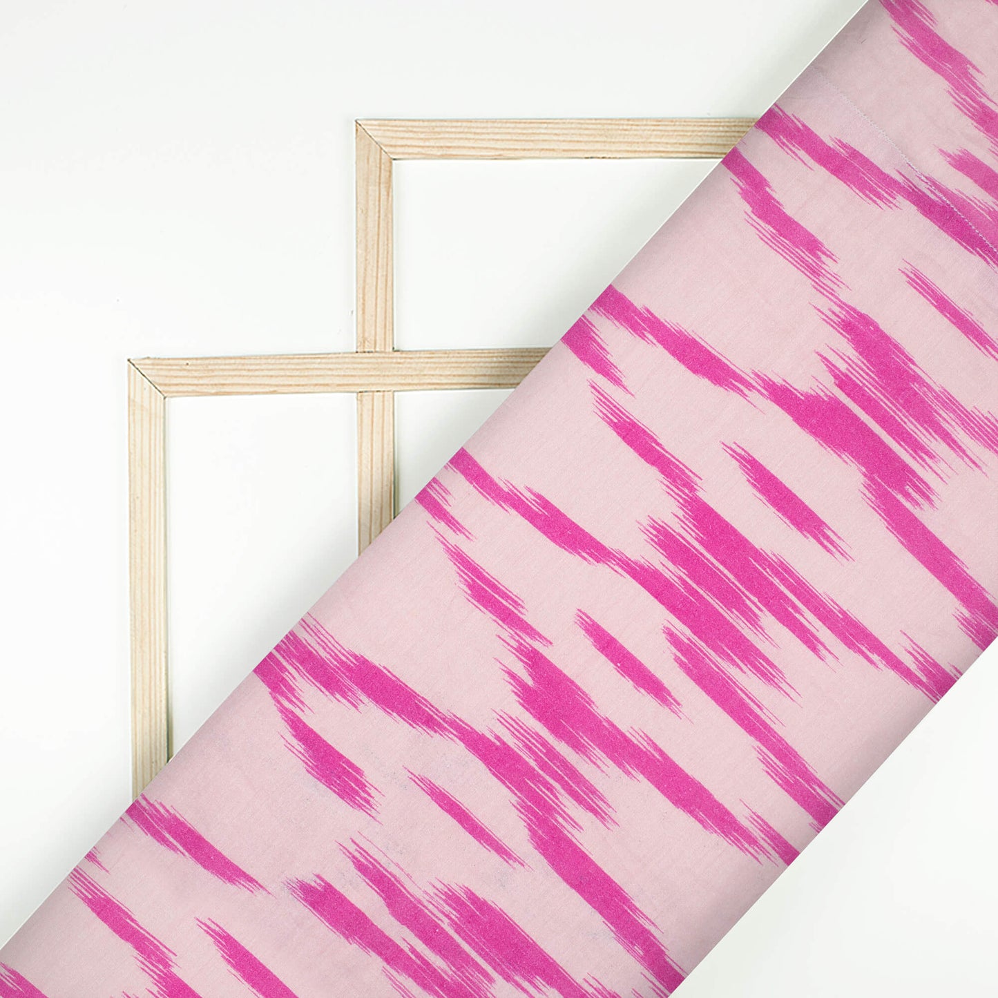 Baby Pink And Mulberry Purple Ikkat Pattern Digital Print Pure Cotton Mulmul Fabric